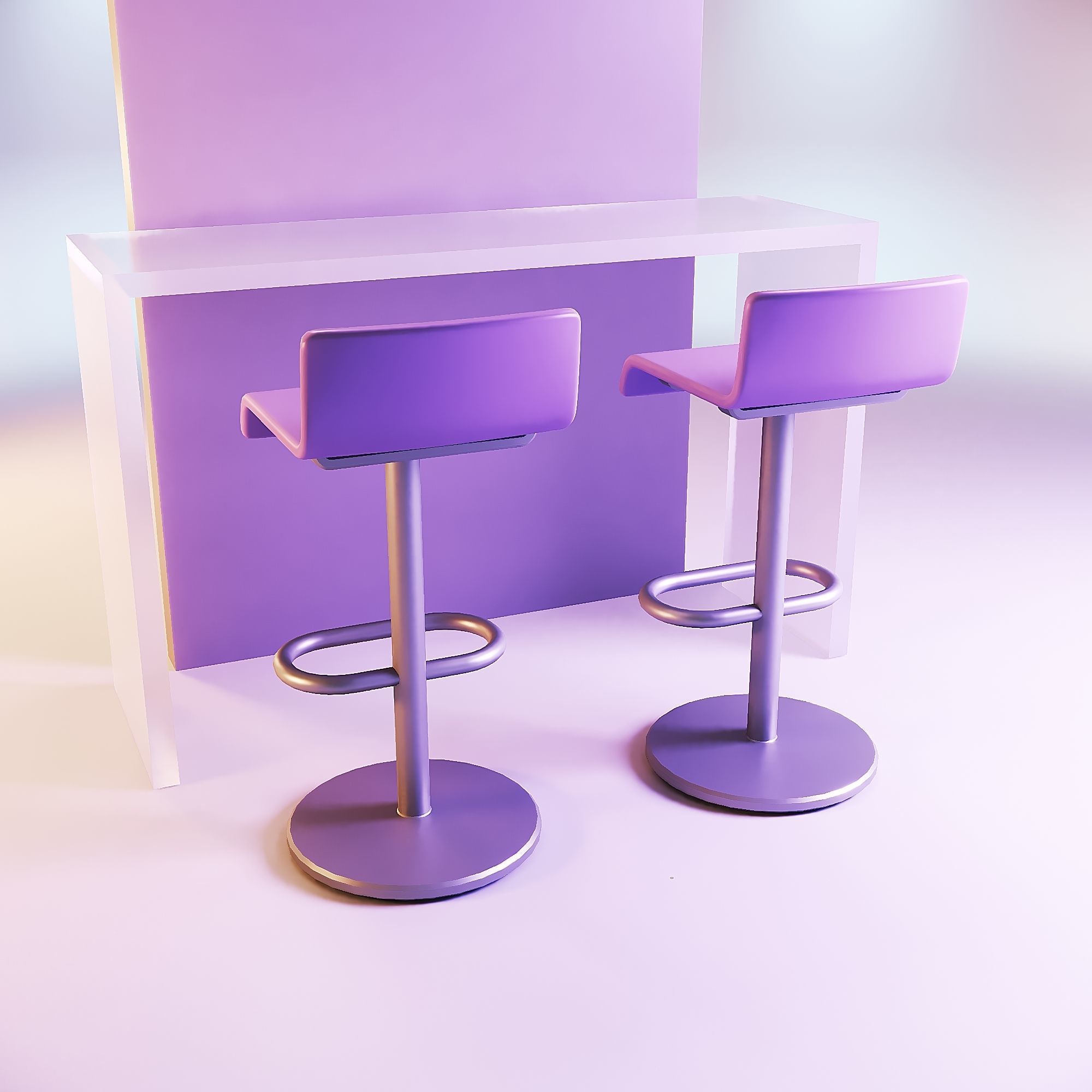 Bar chair and bar counter 3D print model_2