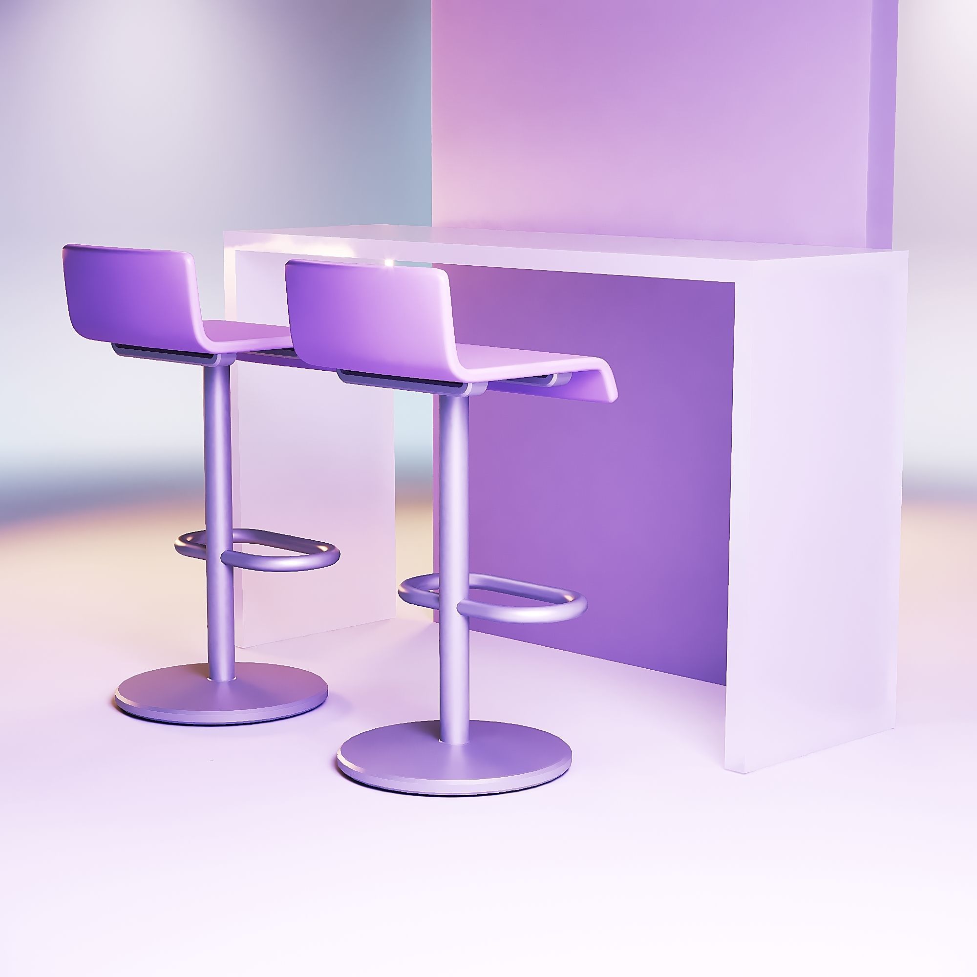 Bar chair and bar counter 3D print model_1
