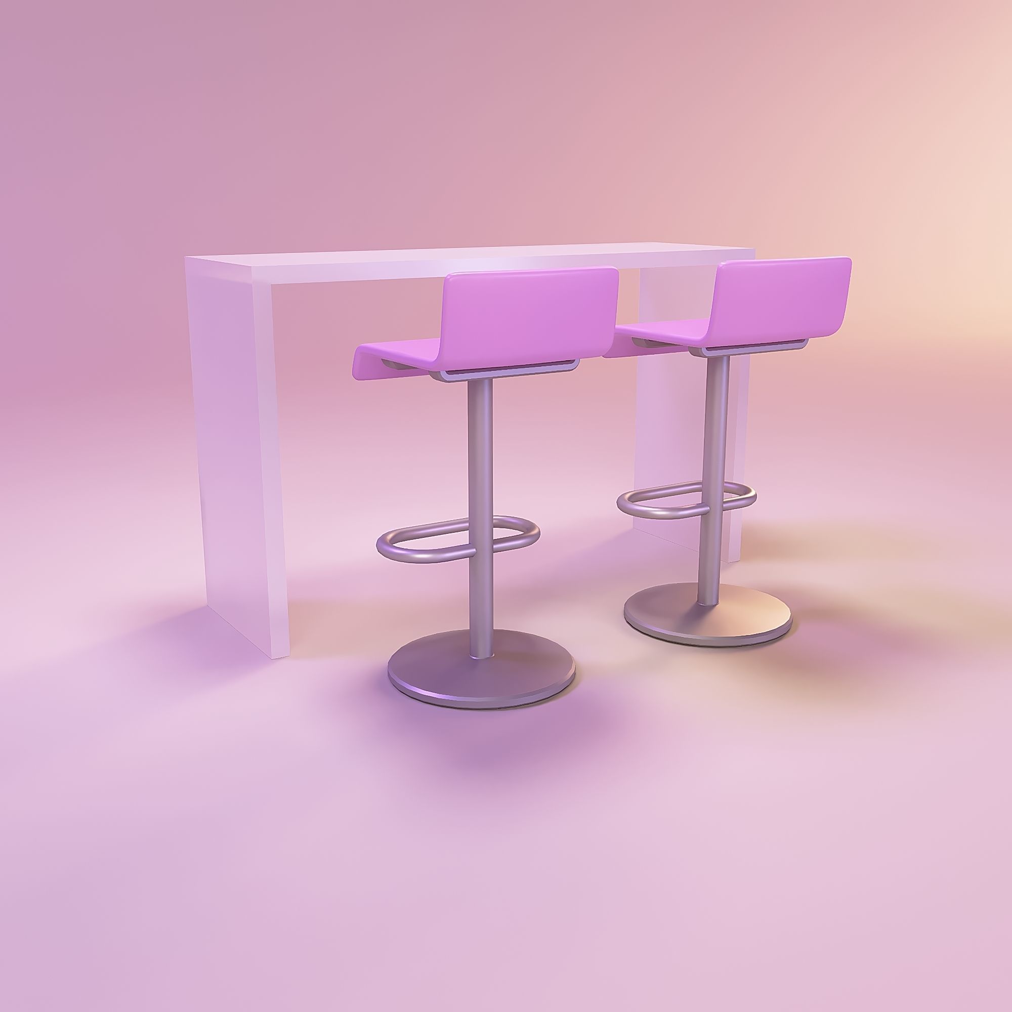 Bar chair and bar counter 3D print model_3