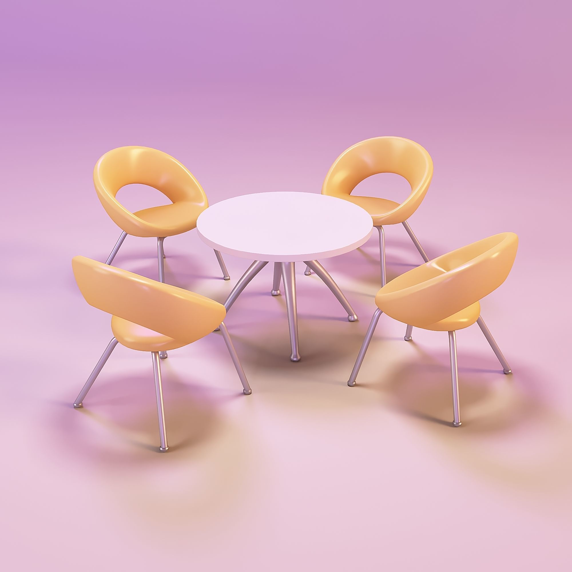 Kitchen table and chair toys for dolls 3D print model_4