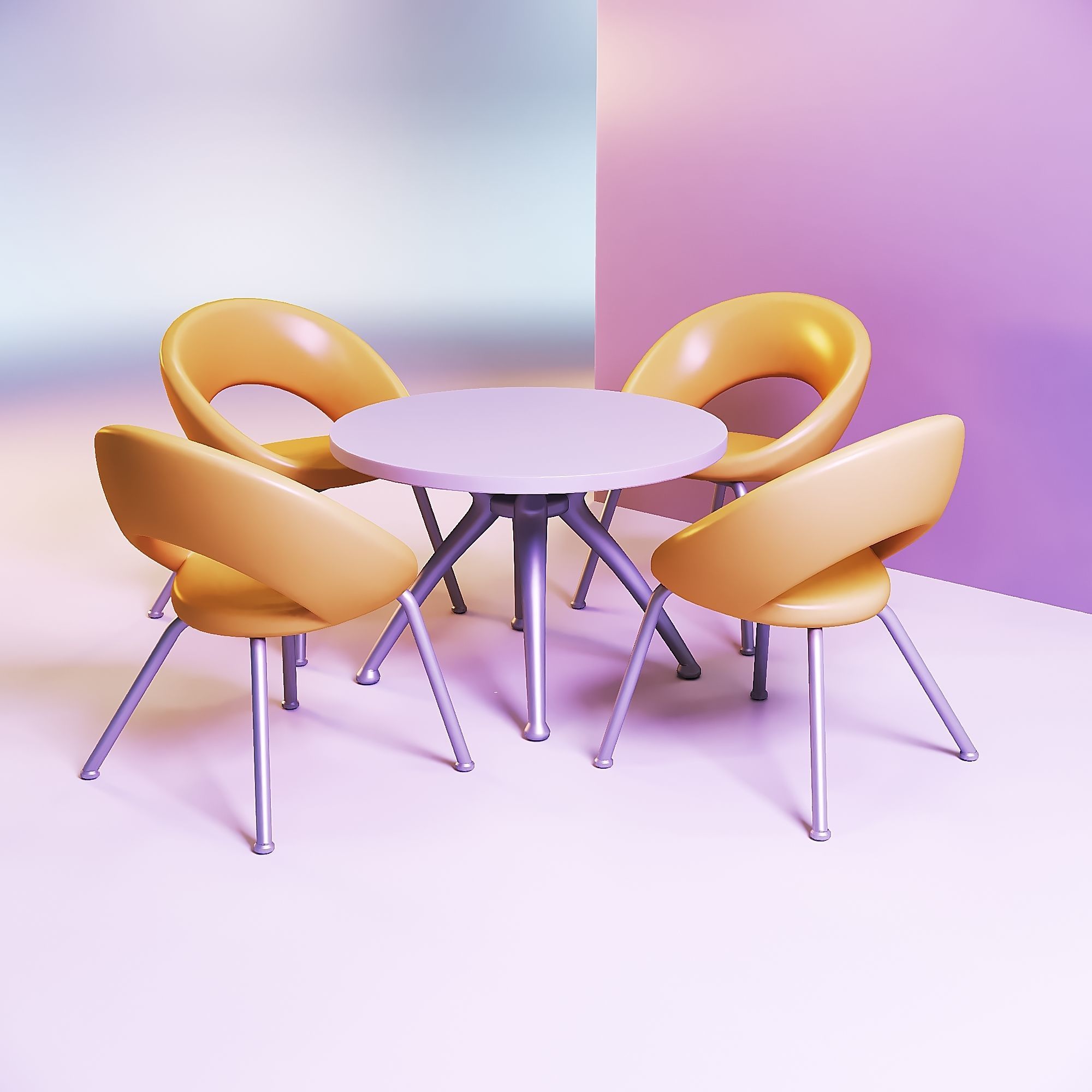 Kitchen table and chair toys for dolls 3D print model_1