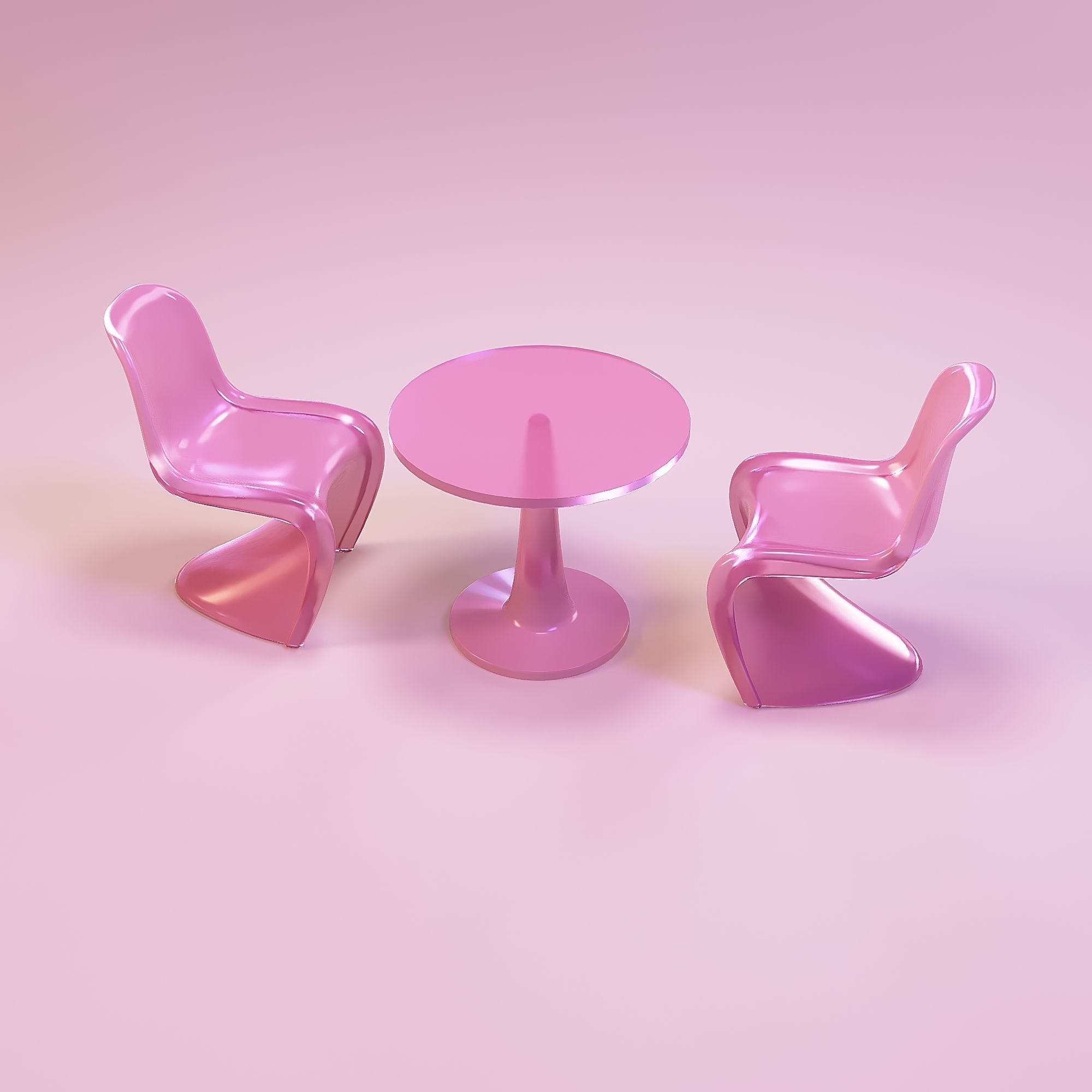Barbie ghost chair and table 3D print model_7