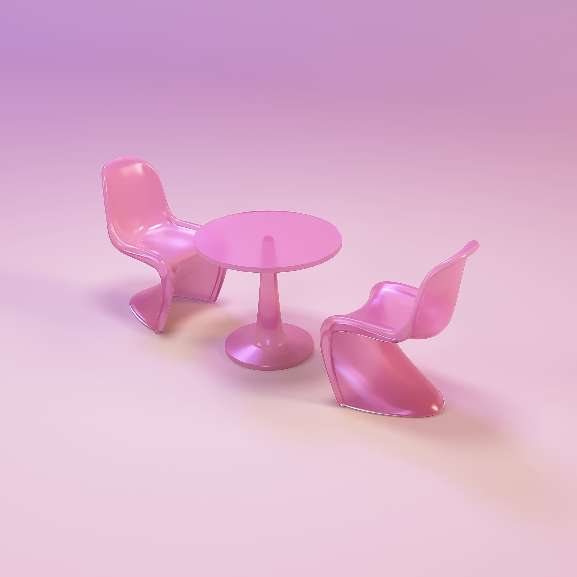 Barbie ghost chair and table 3D print model_4