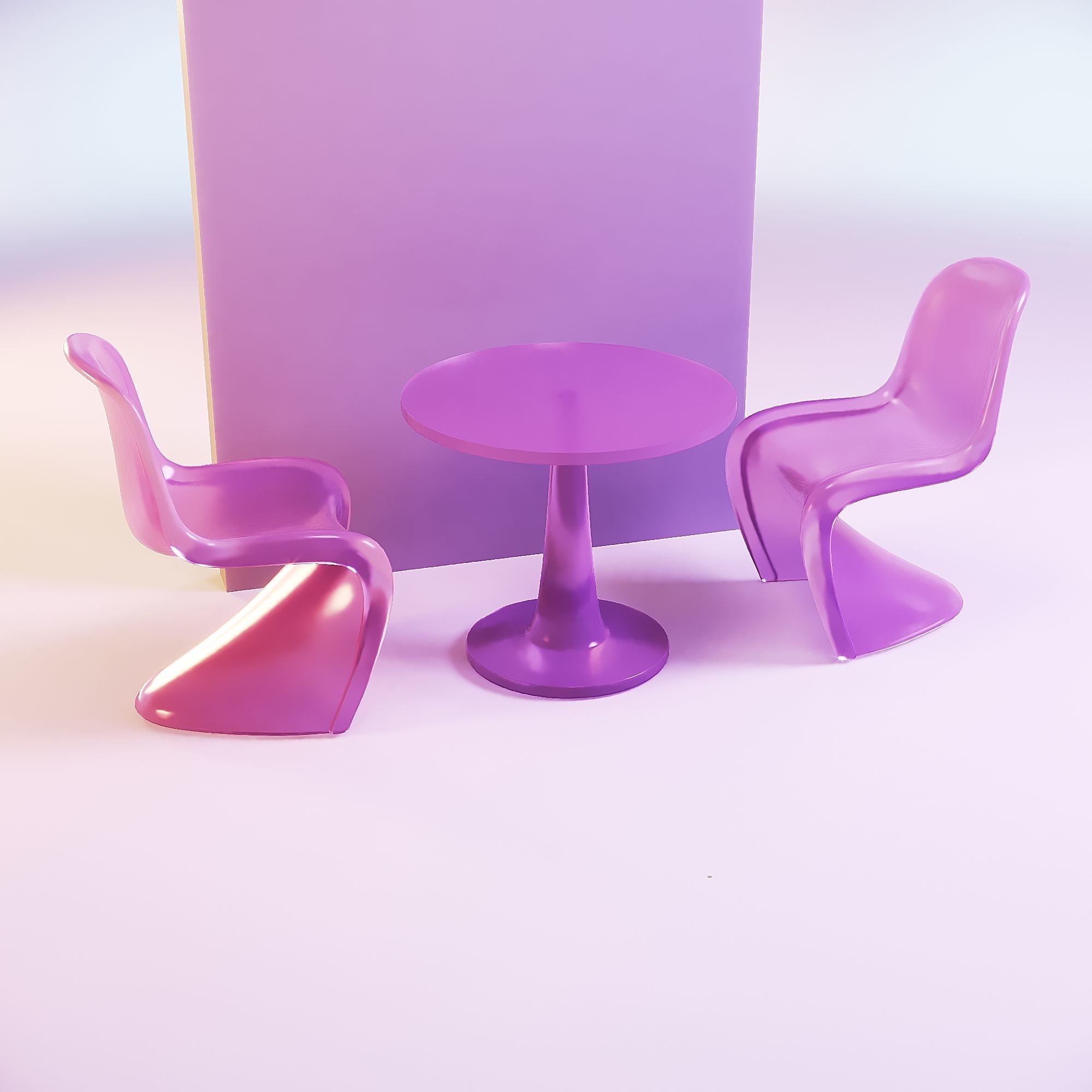 Barbie ghost chair and table 3D print model_2