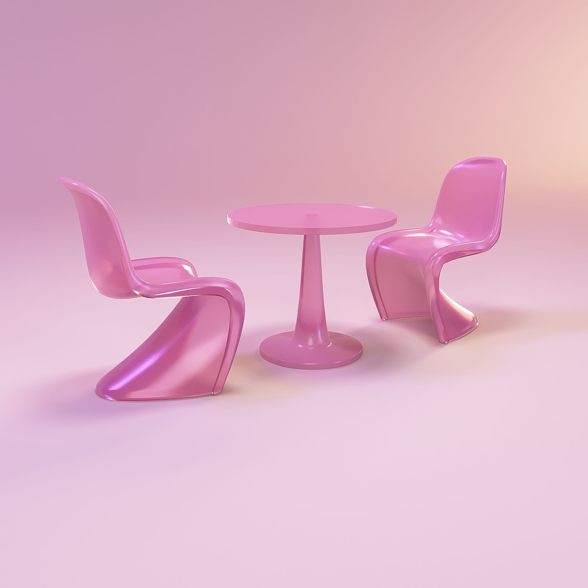 Barbie ghost chair and table 3D print model_3
