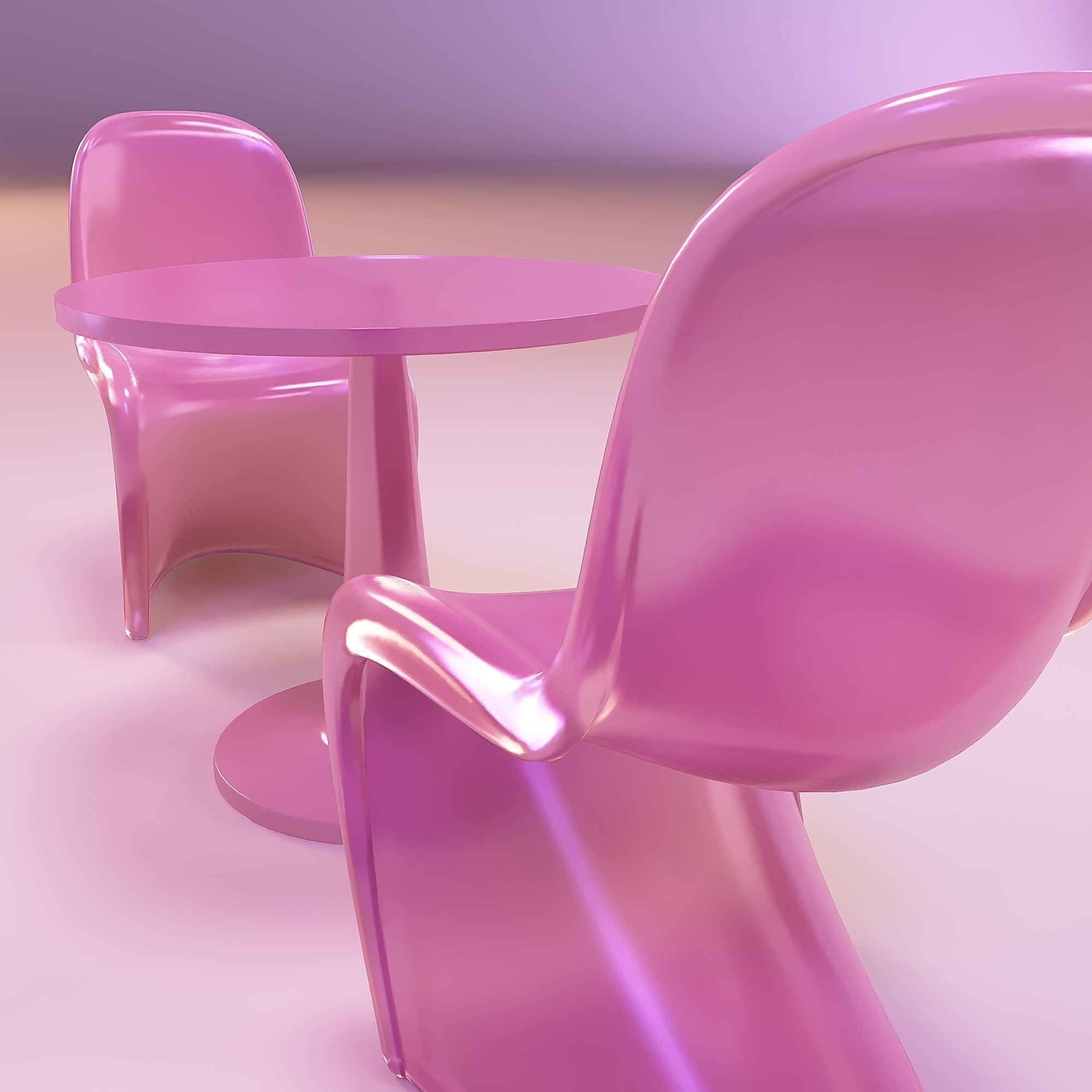 Barbie ghost chair and table 3D print model_5
