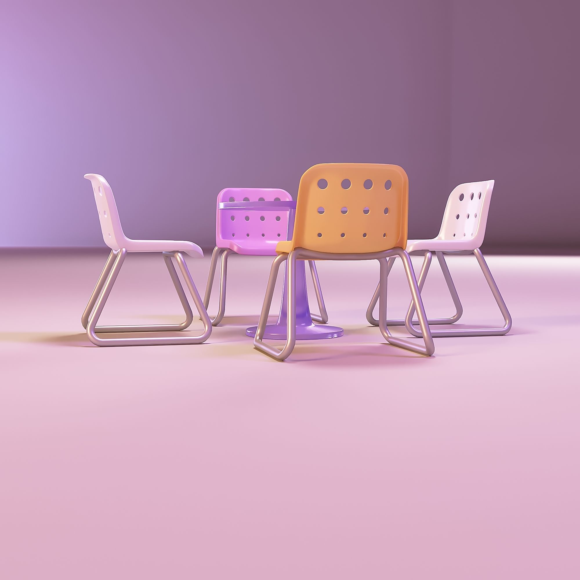 Doll table and chair 3D print model_6