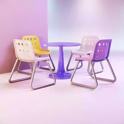 Doll table and chair 3D print model