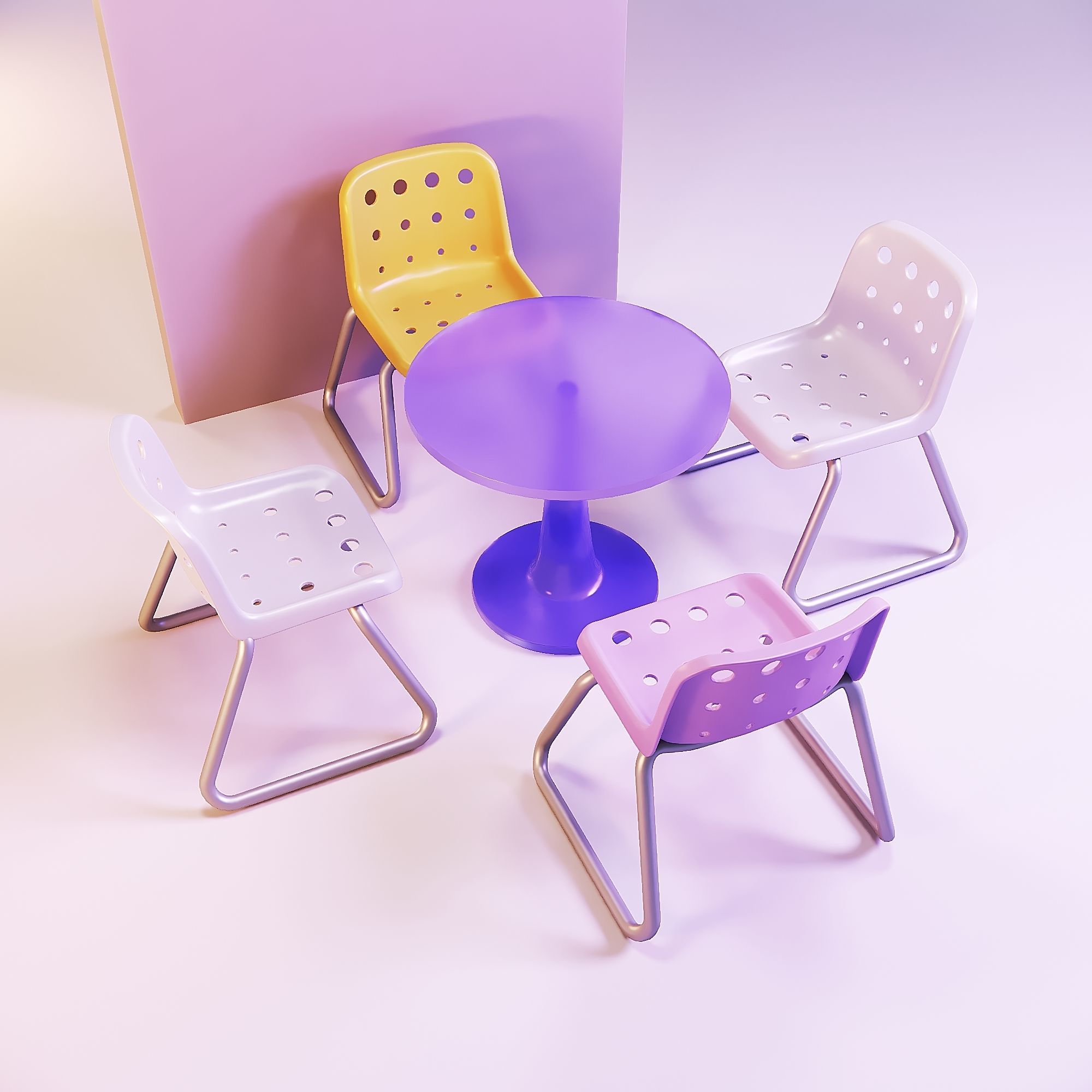 Doll table and chair 3D print model_2