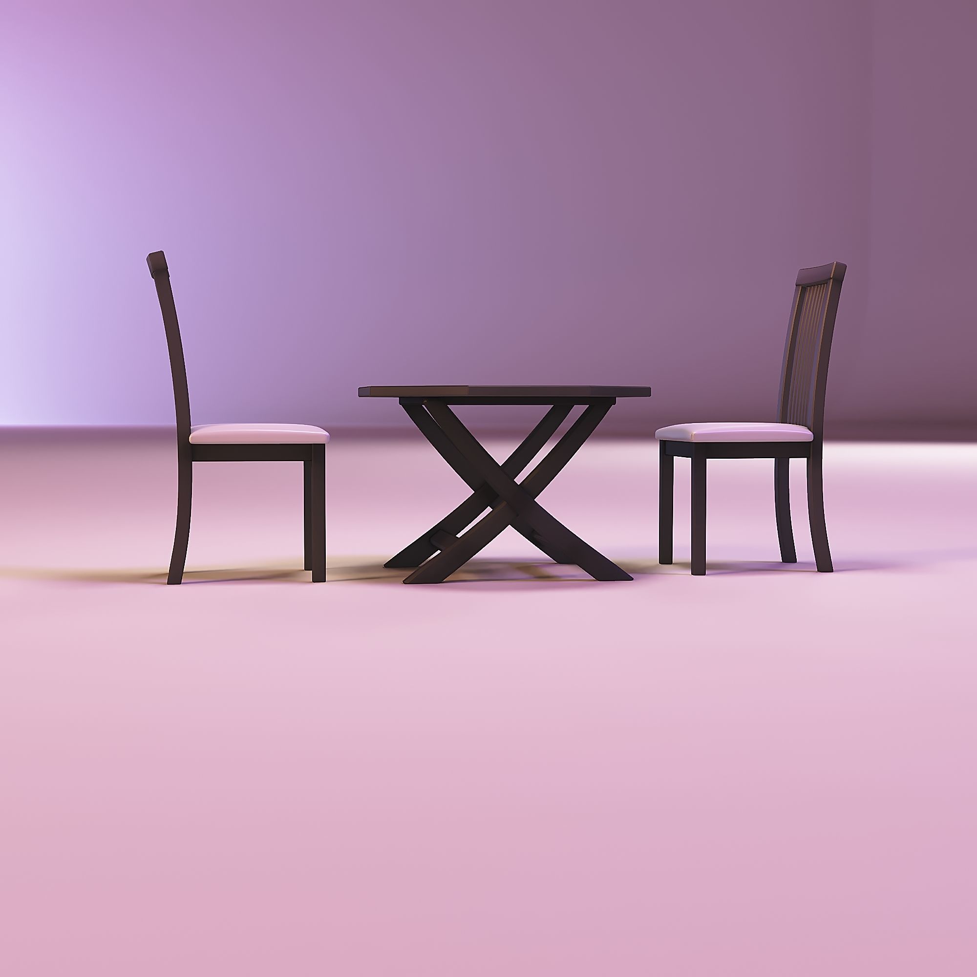 Farmhouse dining table and chairs 3D print model_7