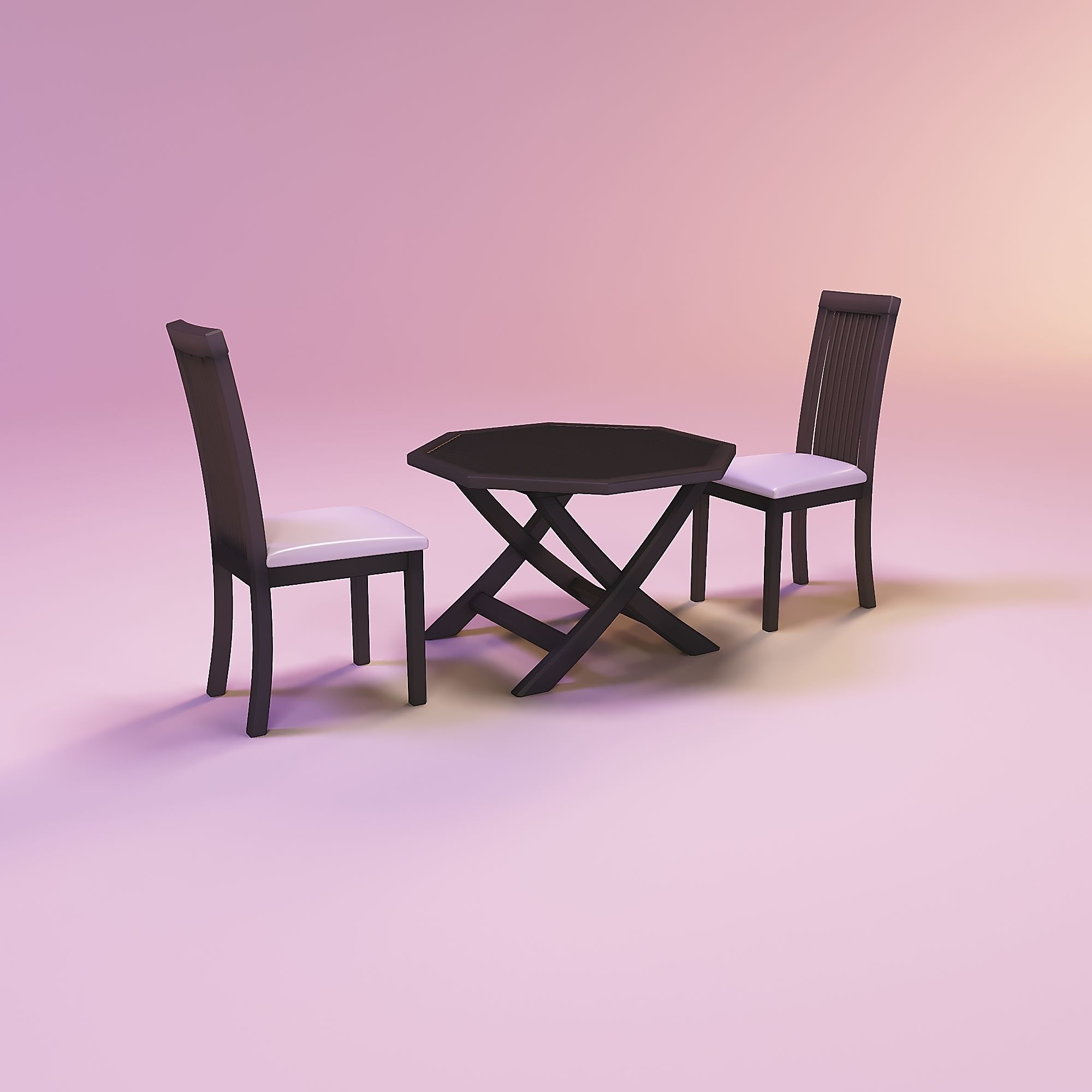 Farmhouse dining table and chairs 3D print model_4