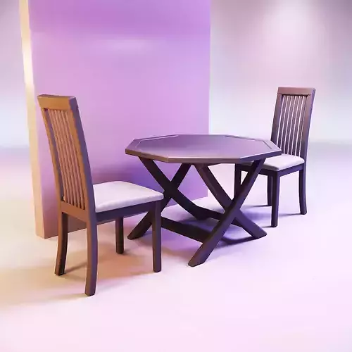 Farmhouse dining table and chairs 3D print model