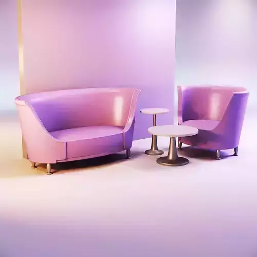 Doll sofa recliner chair and side table 3D print model