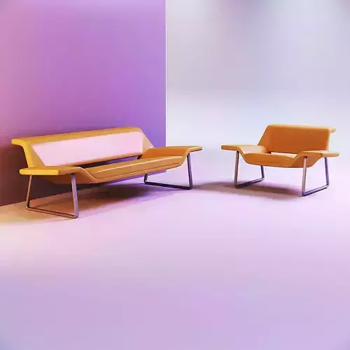 Doll couch and recliner chair 3D print model