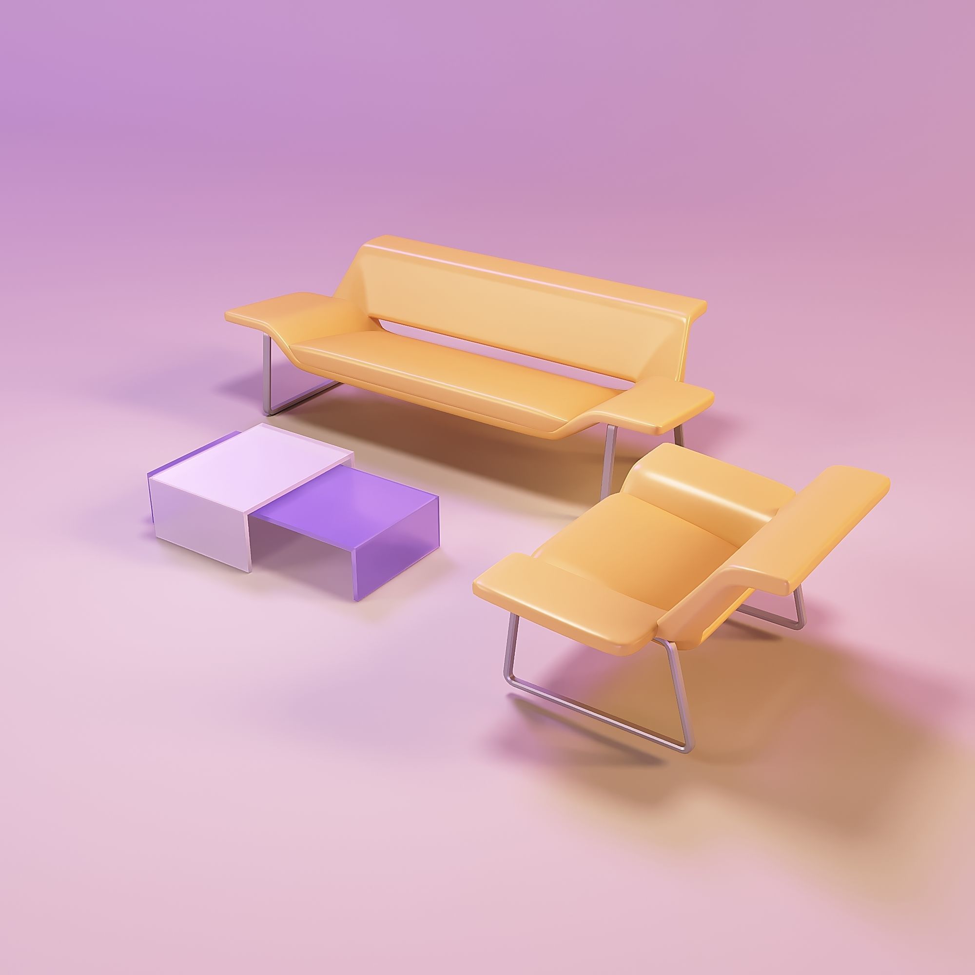 Doll couch and recliner chair 3D print model_4