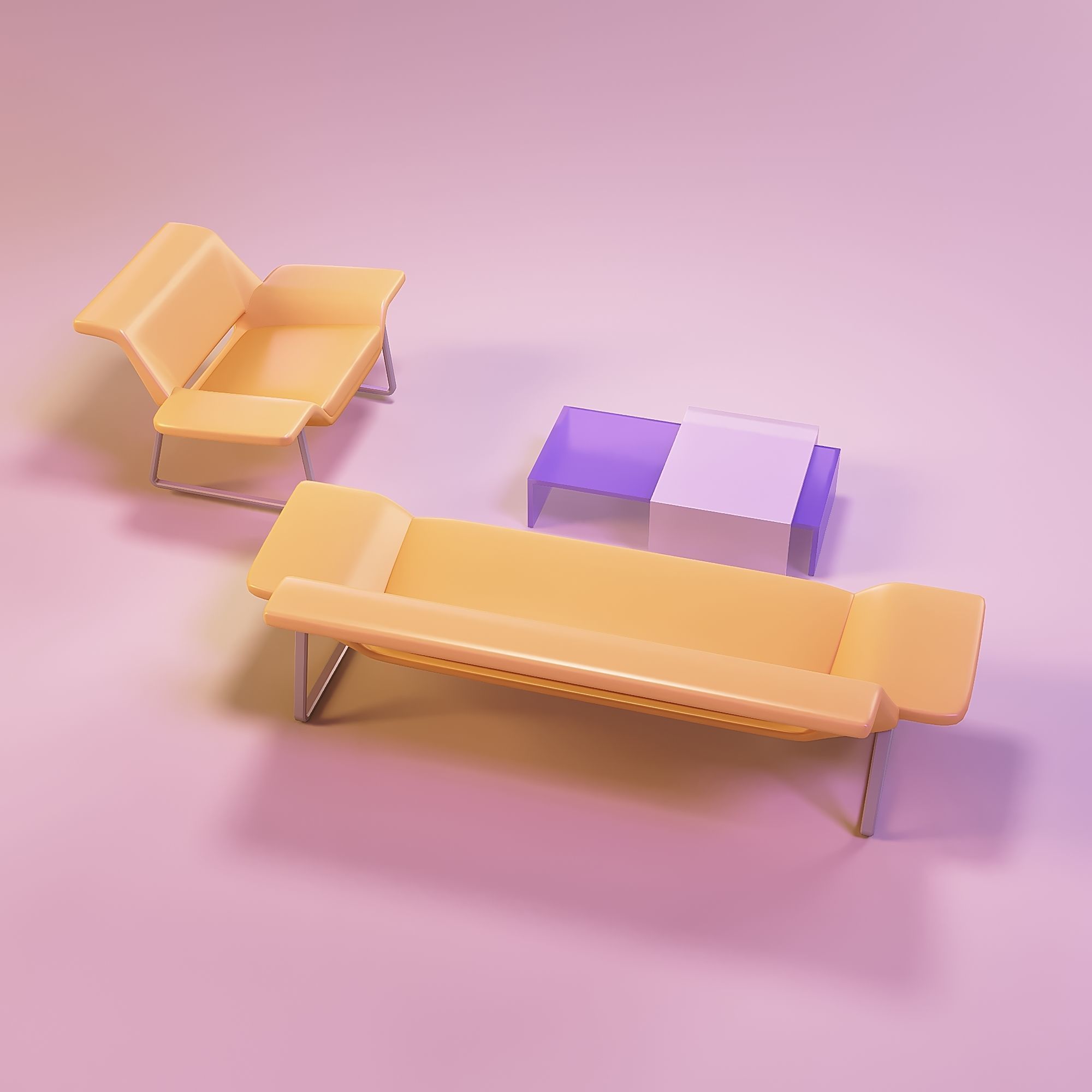 Doll couch and recliner chair 3D print model_7