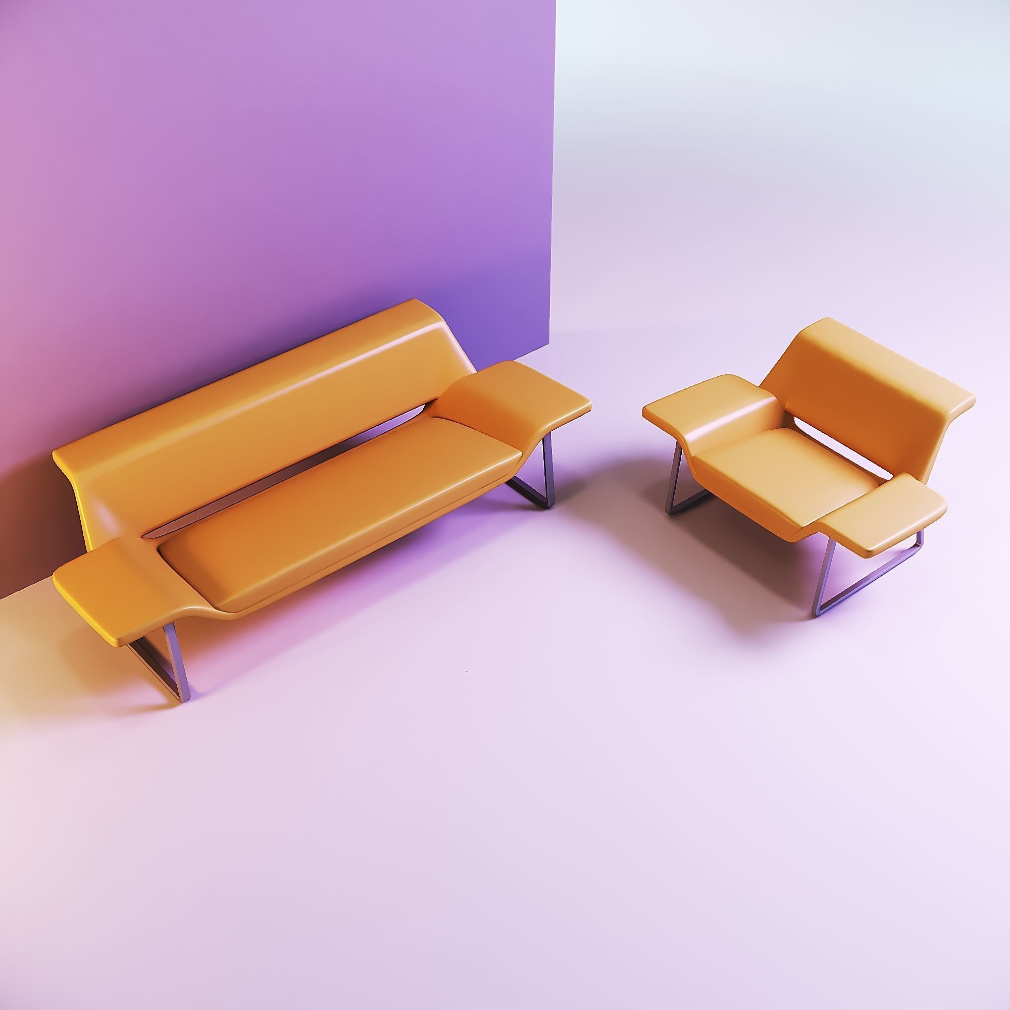 Doll couch and recliner chair 3D print model_2
