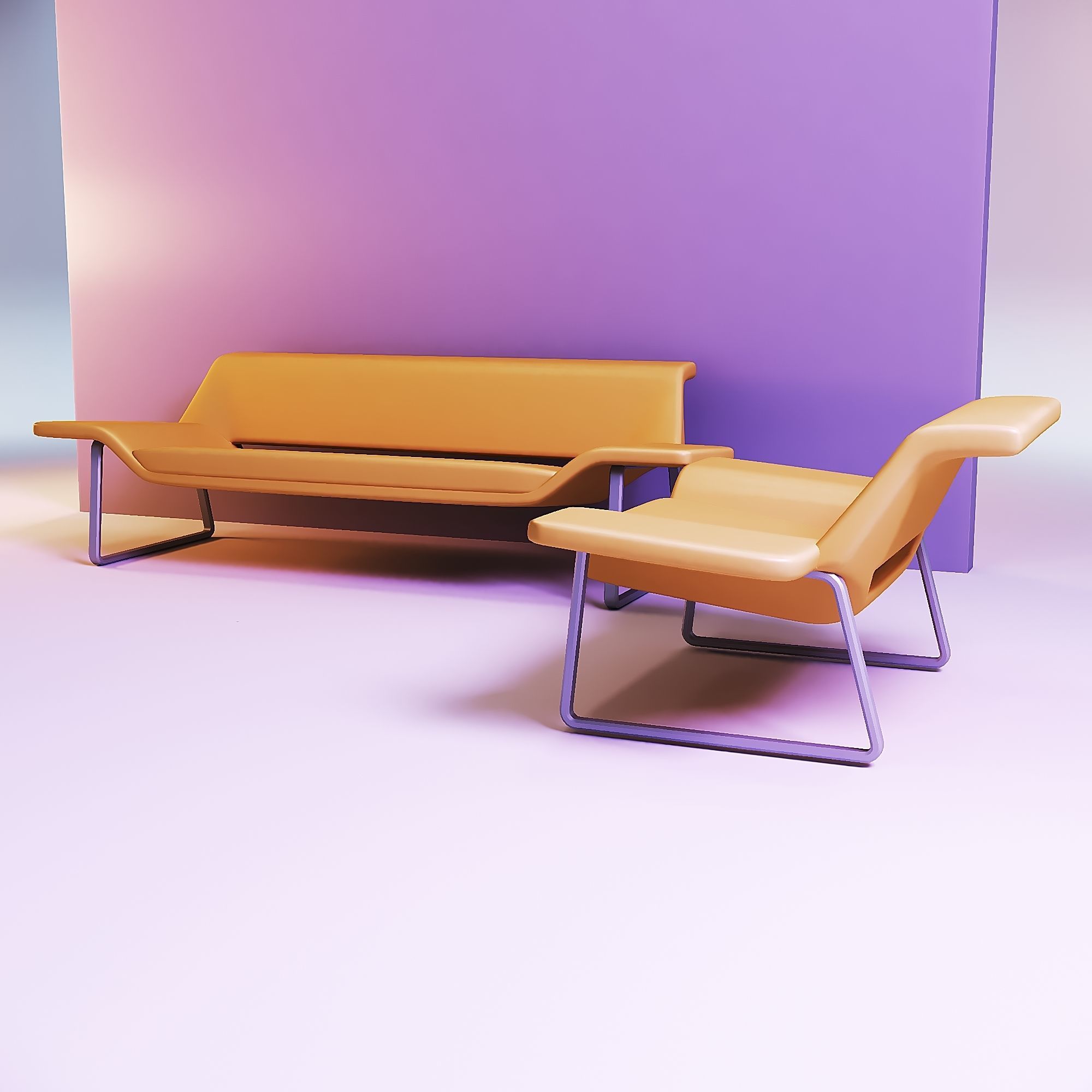 Doll couch and recliner chair 3D print model_1