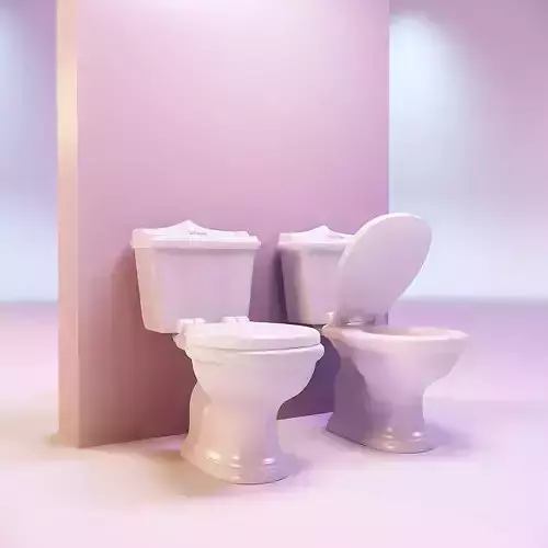 Miniature dollhouse furniture toilet with opening lid