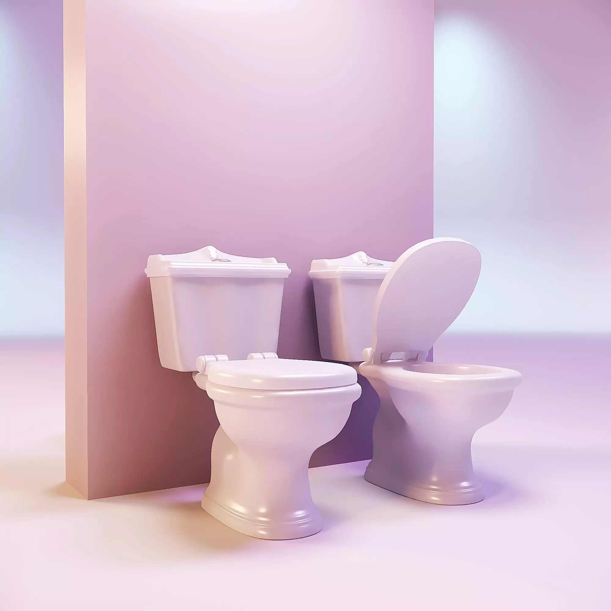Miniature dollhouse furniture toilet with opening lid 3D print model