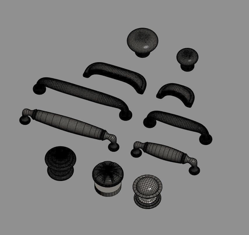 Miniature dollhouse furniture handle vintage 3D print model_3