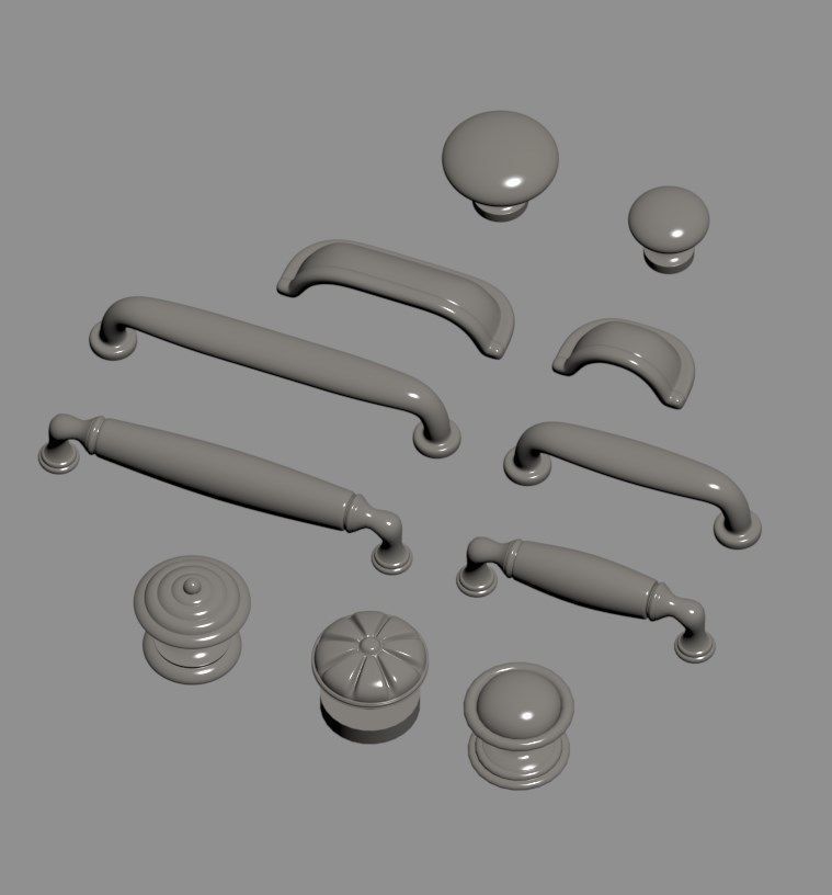 Miniature dollhouse furniture handle vintage 3D print model_4