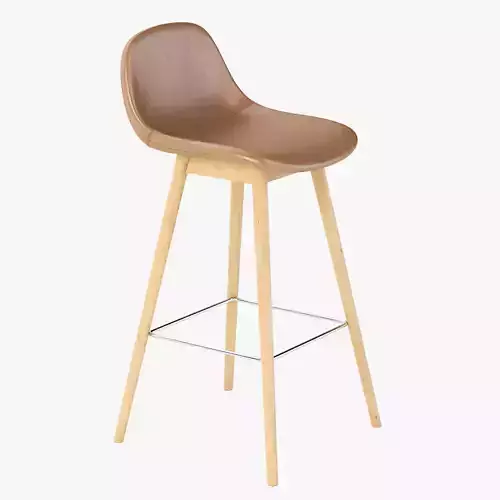 Fiber Wood Base Leather Bar Stool