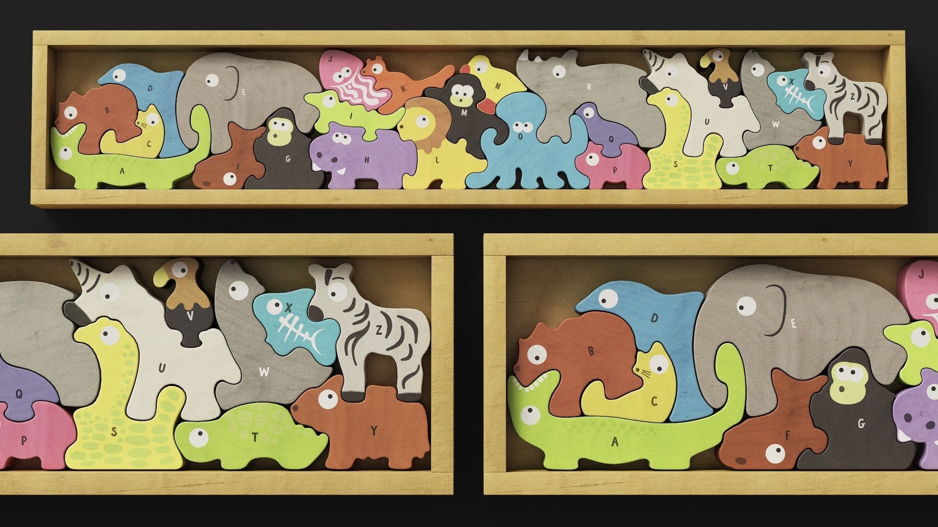 Alphabet Puzzle Educational Toys Low-poly 3D model_1