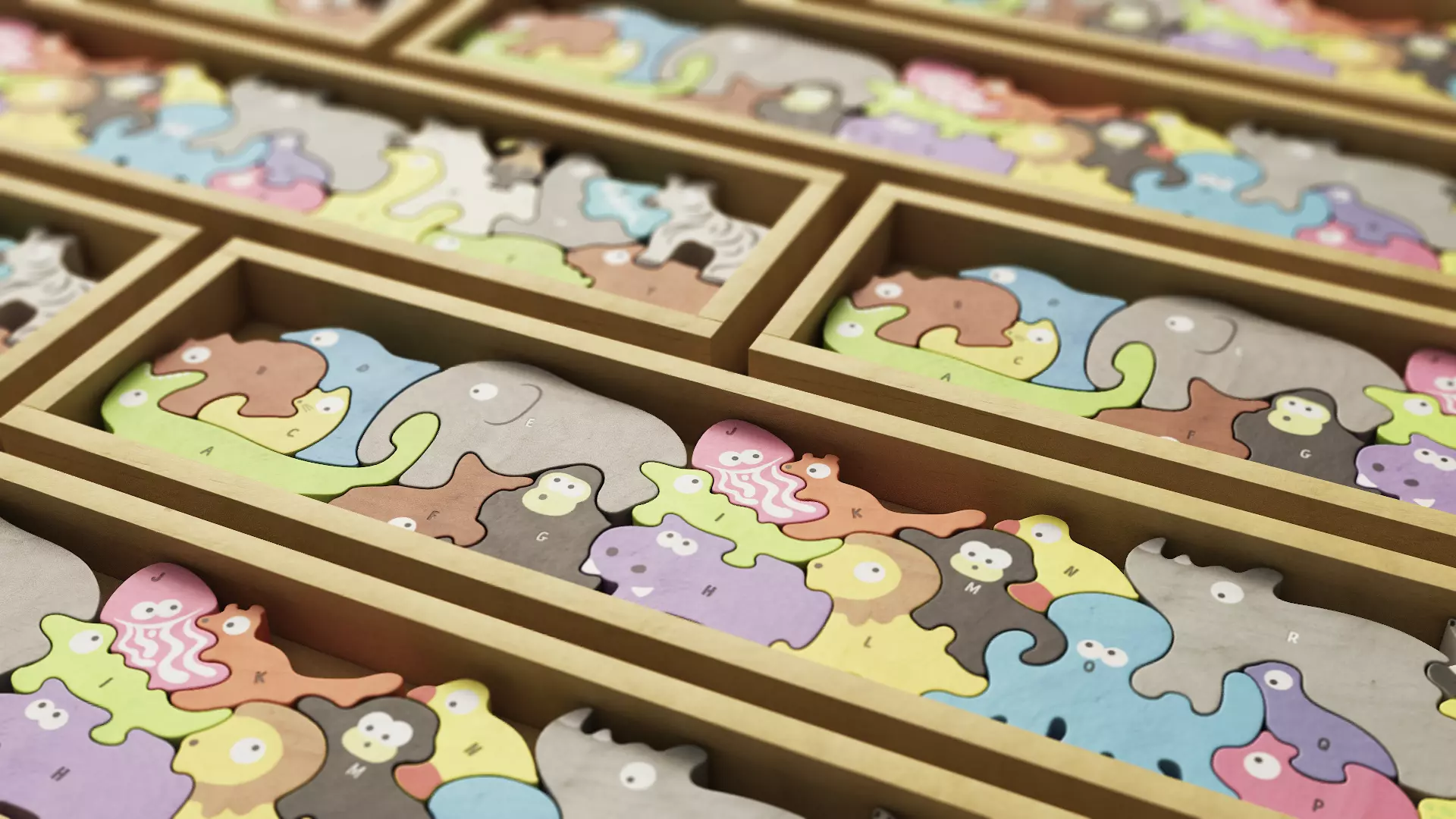 Alphabet Puzzle Educational Toys Low-poly 3D model_0