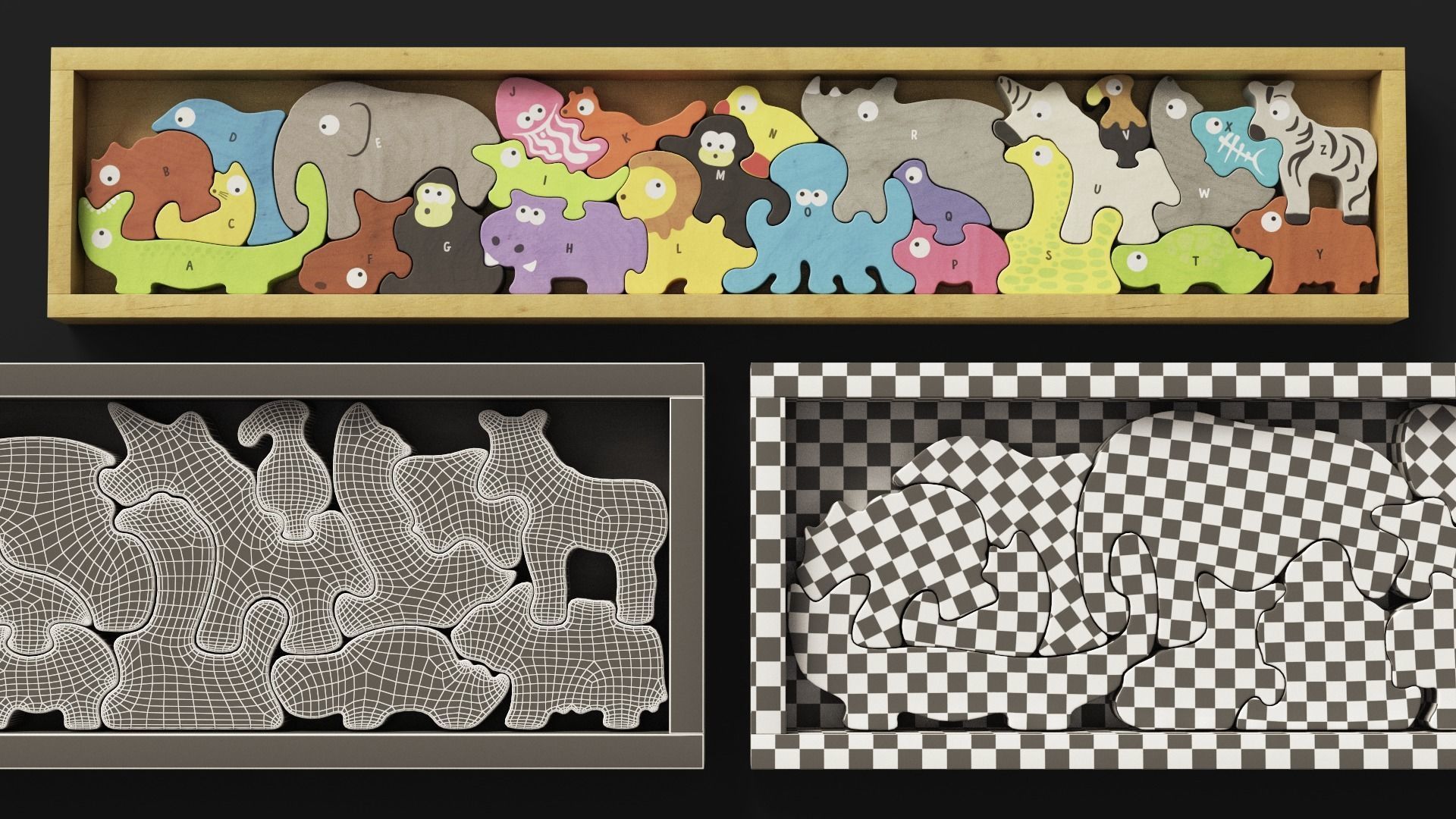 Alphabet Puzzle Educational Toys Low-poly 3D model_2