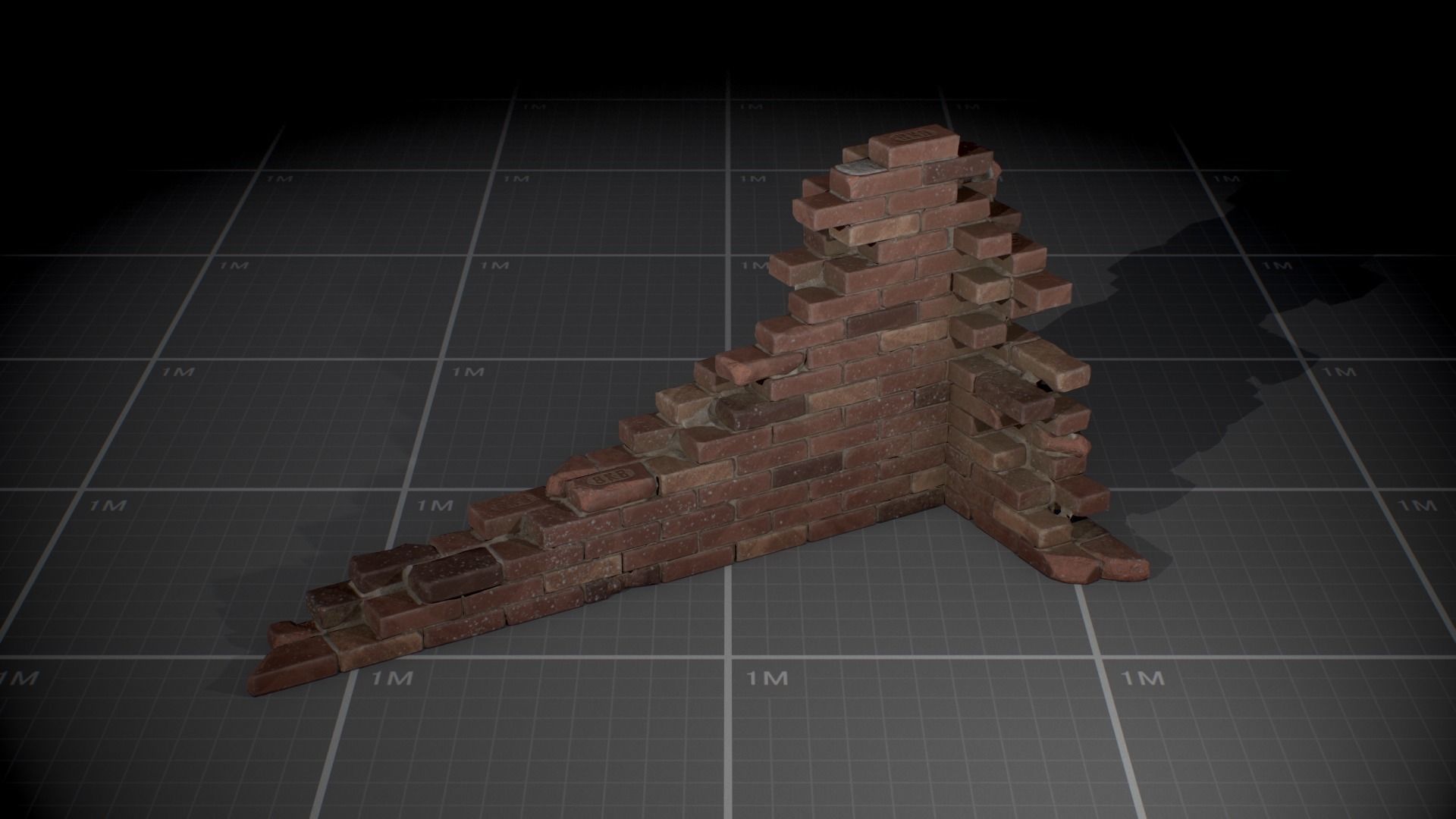 Broken Brick Walls batch01 Low-poly 3D model_5
