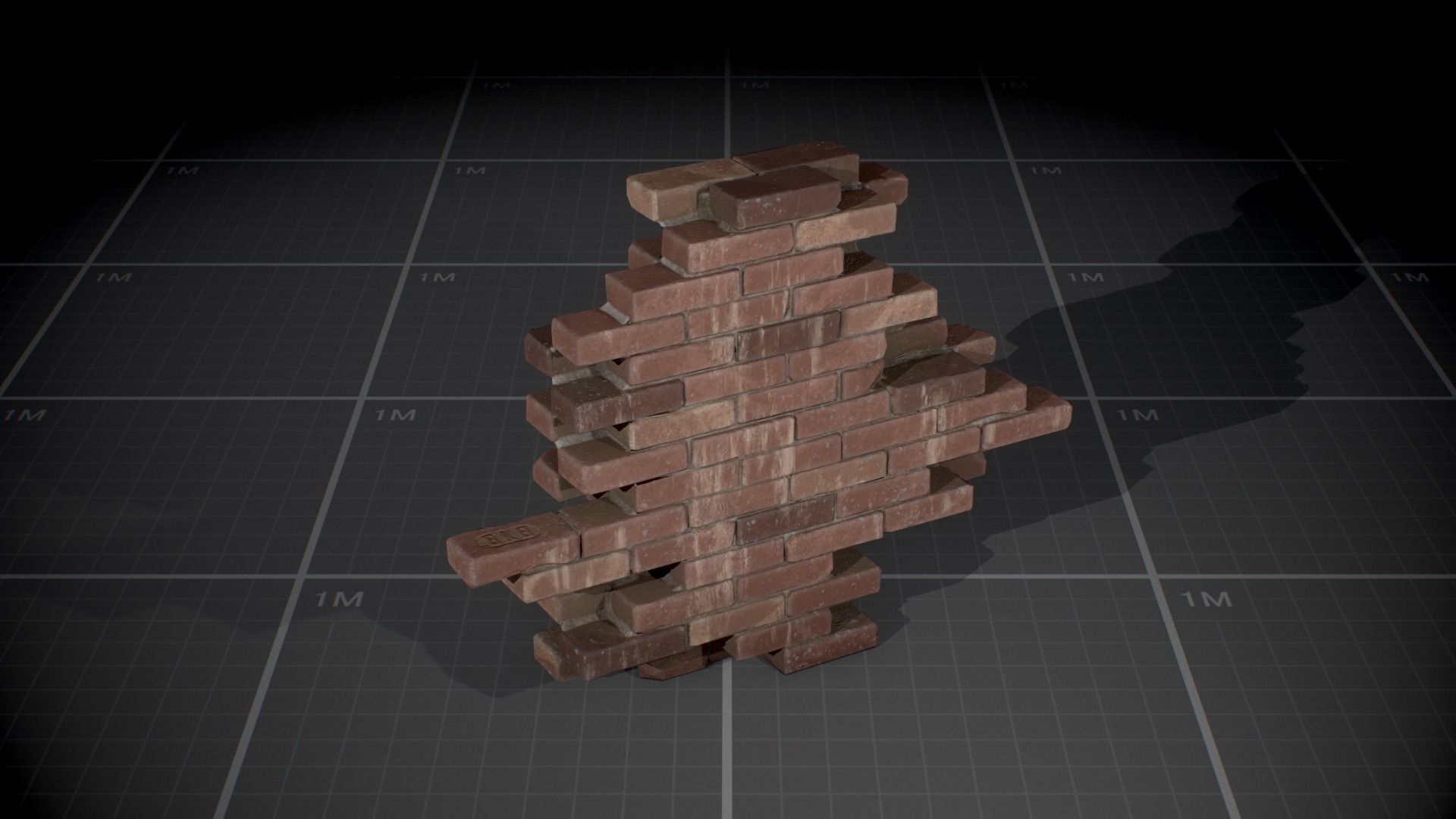 Broken Brick Walls batch01 Low-poly 3D model_3