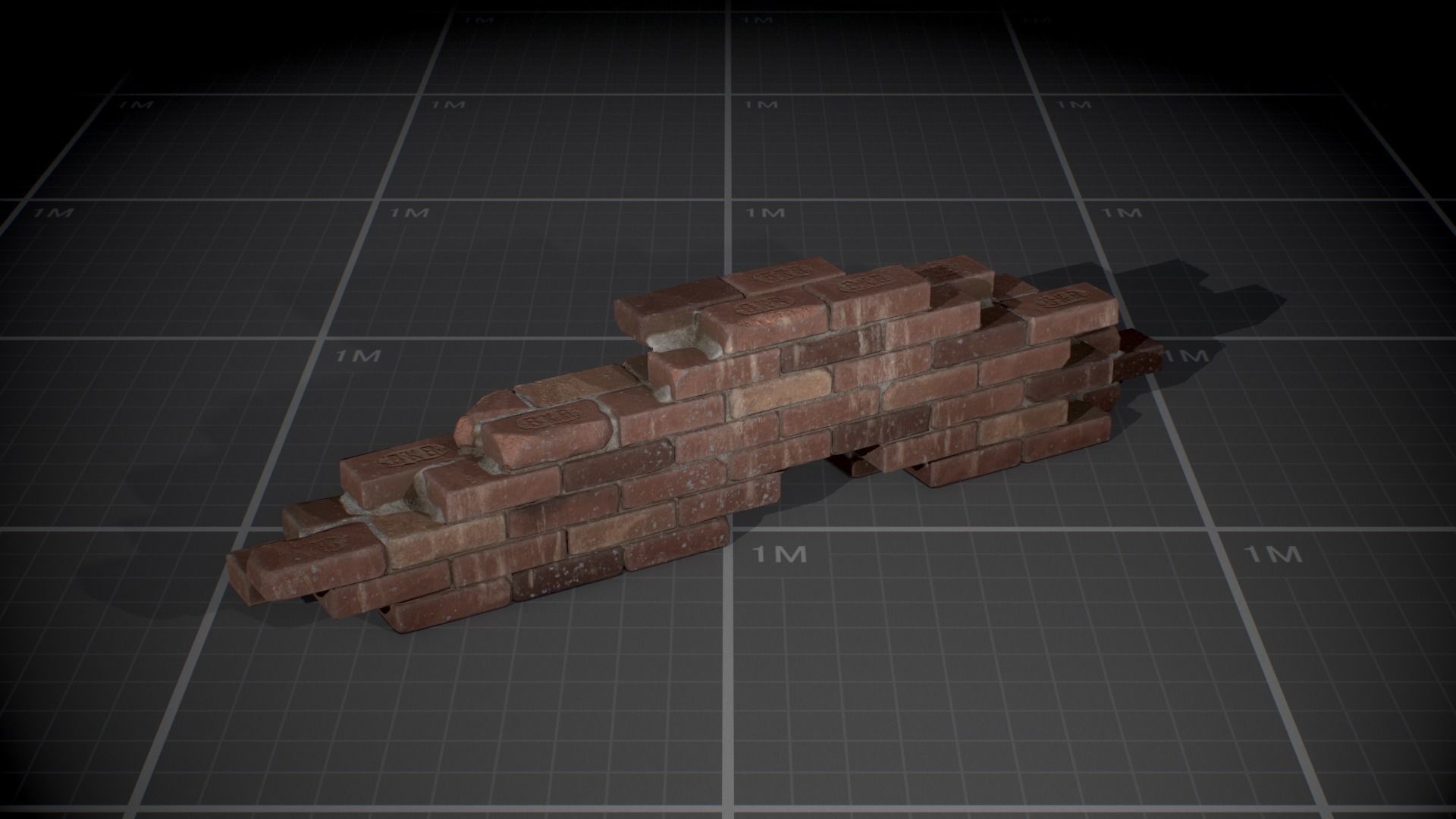 Broken Brick Walls batch01 Low-poly 3D model_4