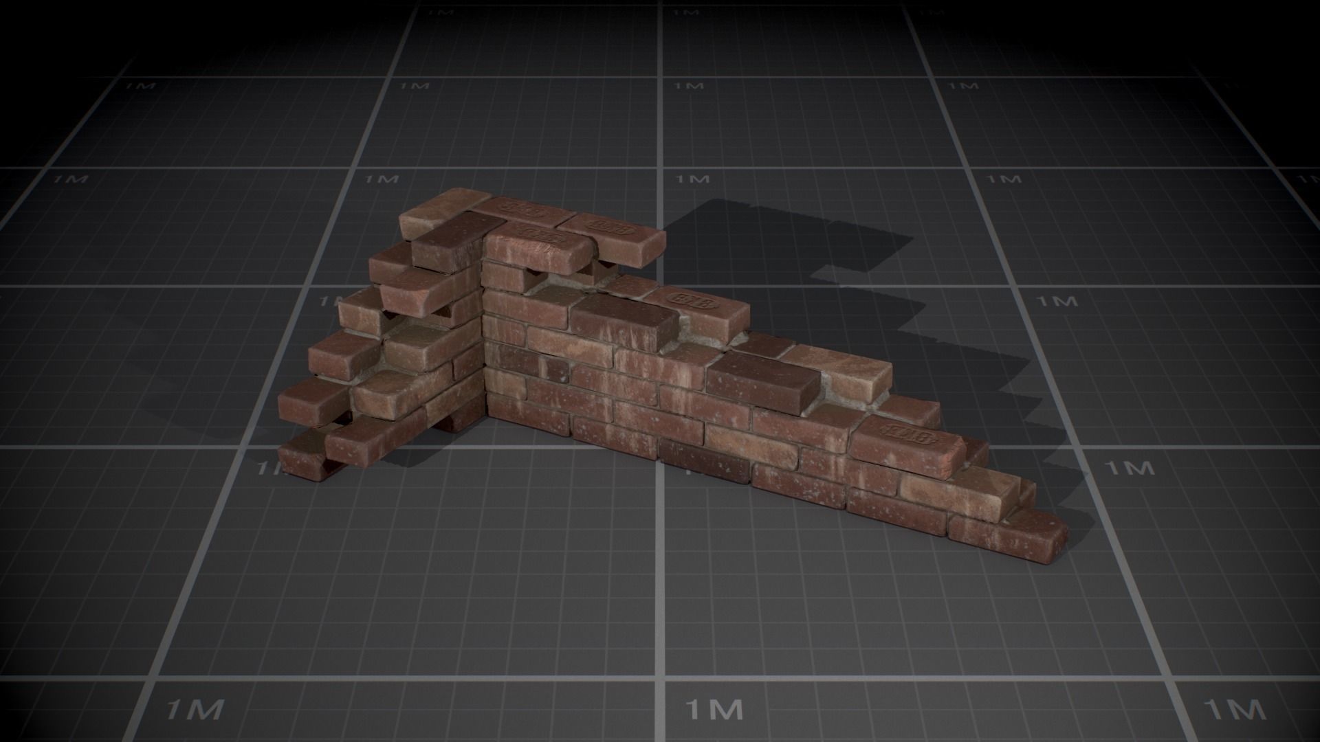 Broken Brick Walls batch01 Low-poly 3D model_2
