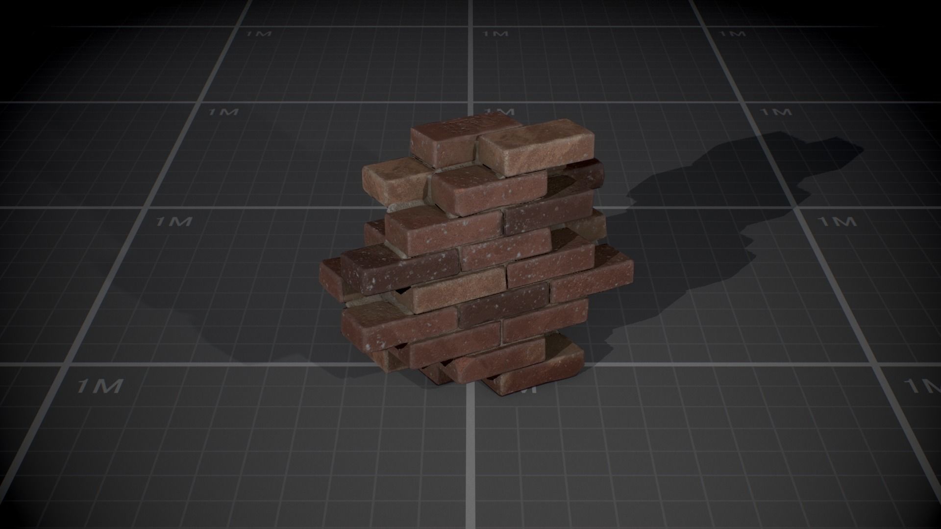 Broken Brick Walls batch01 Low-poly 3D model_6