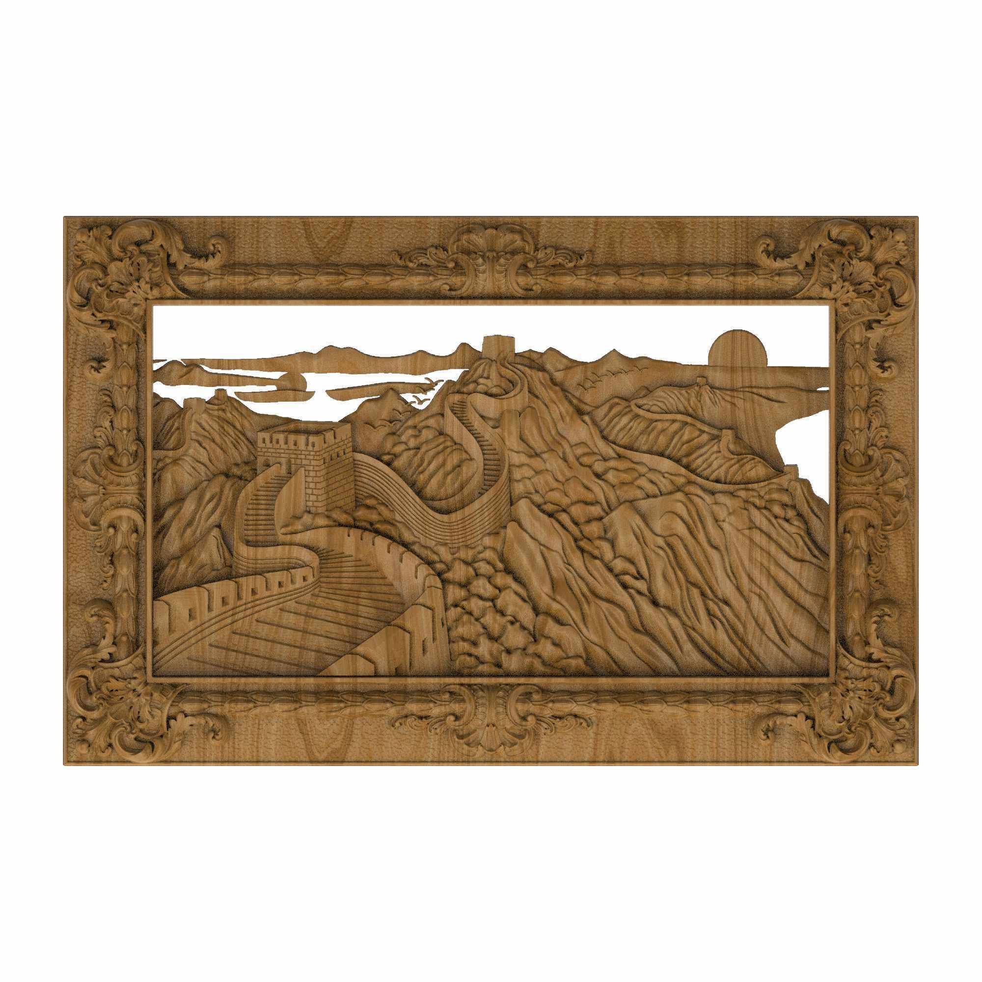 Carved panel painting STL 3D model_2