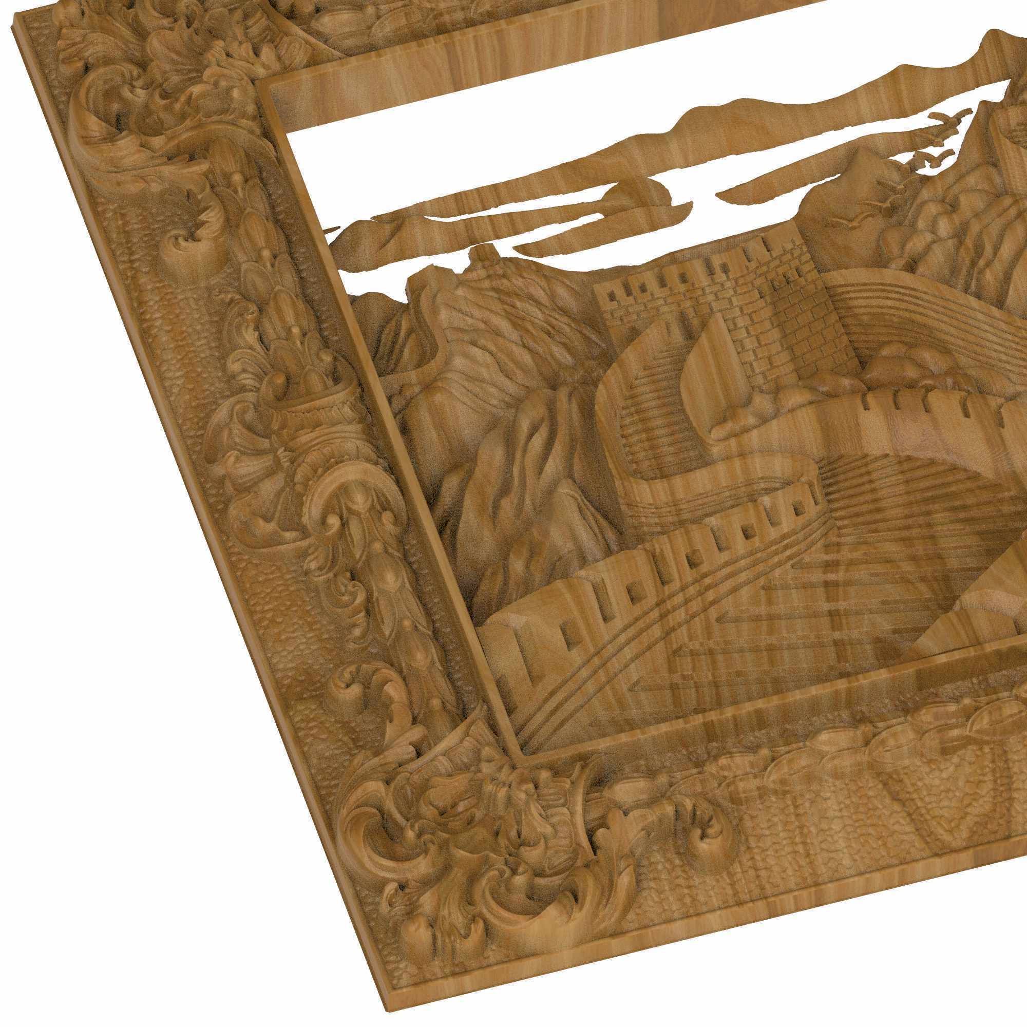 Carved panel painting STL 3D model_3