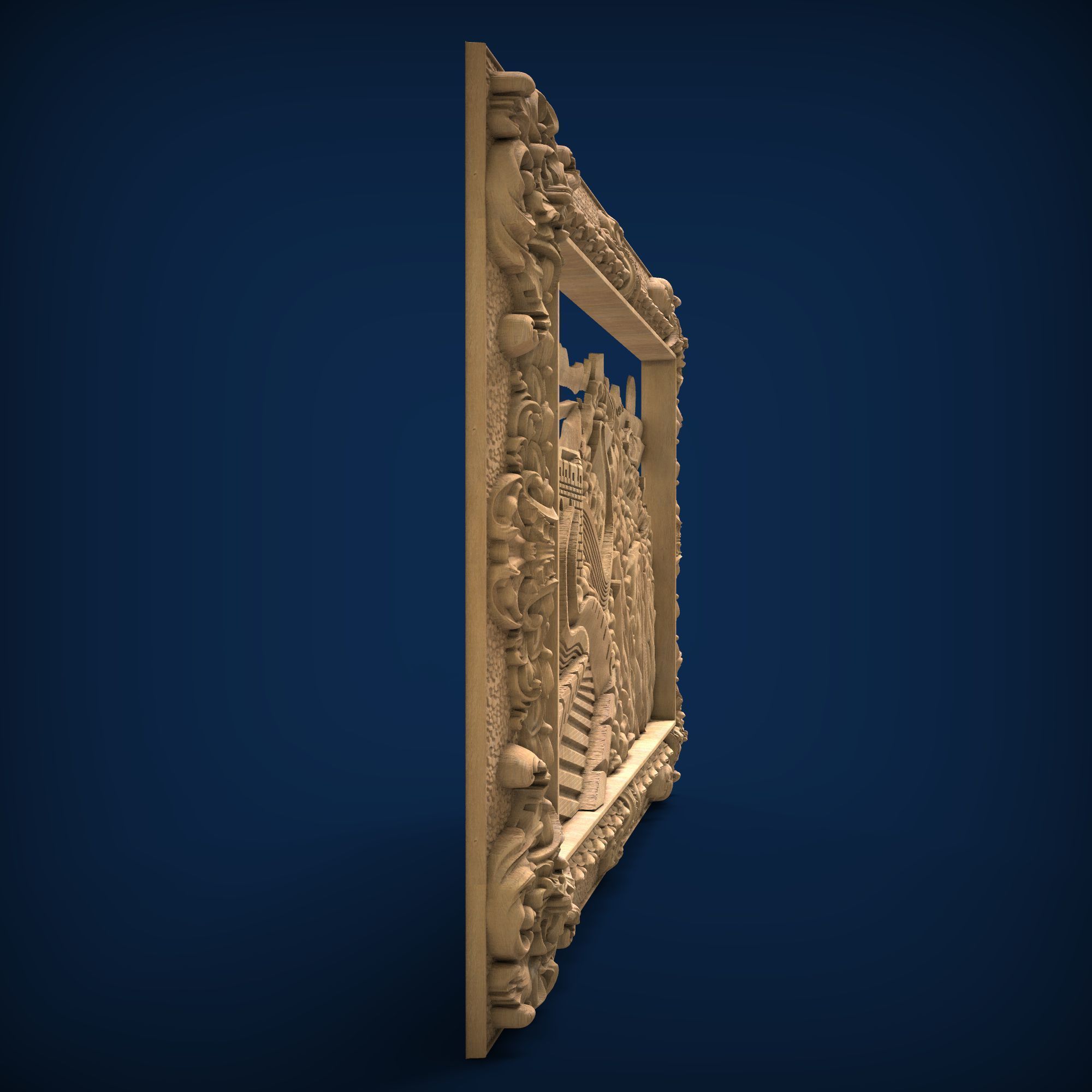 Carved panel painting STL 3D model_1