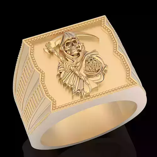 Angle of Death ring silver gold printable jewelry 3D model