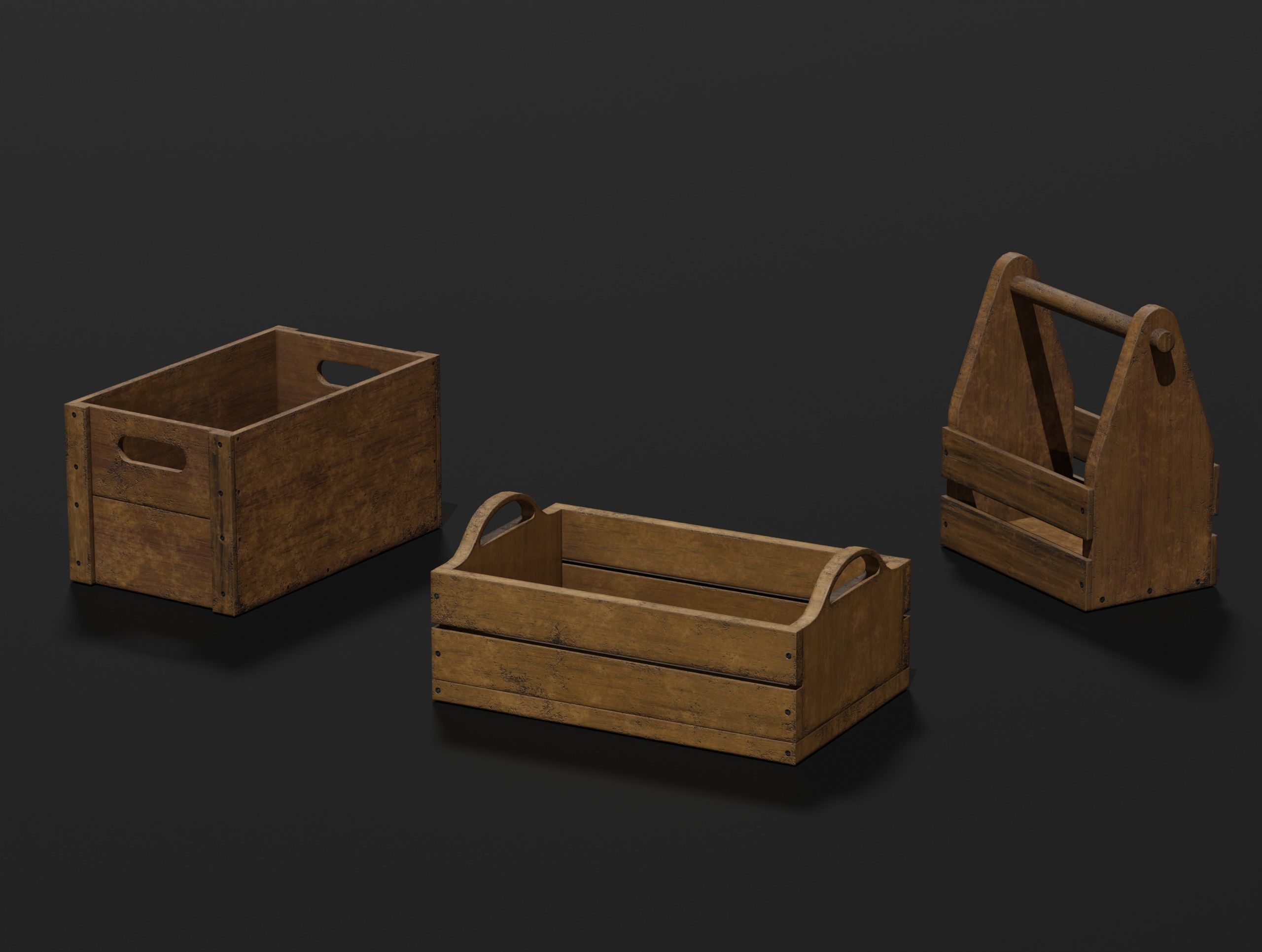 Wooden Crate Small Pack 2 PBR 10 Low-poly 3D model_18