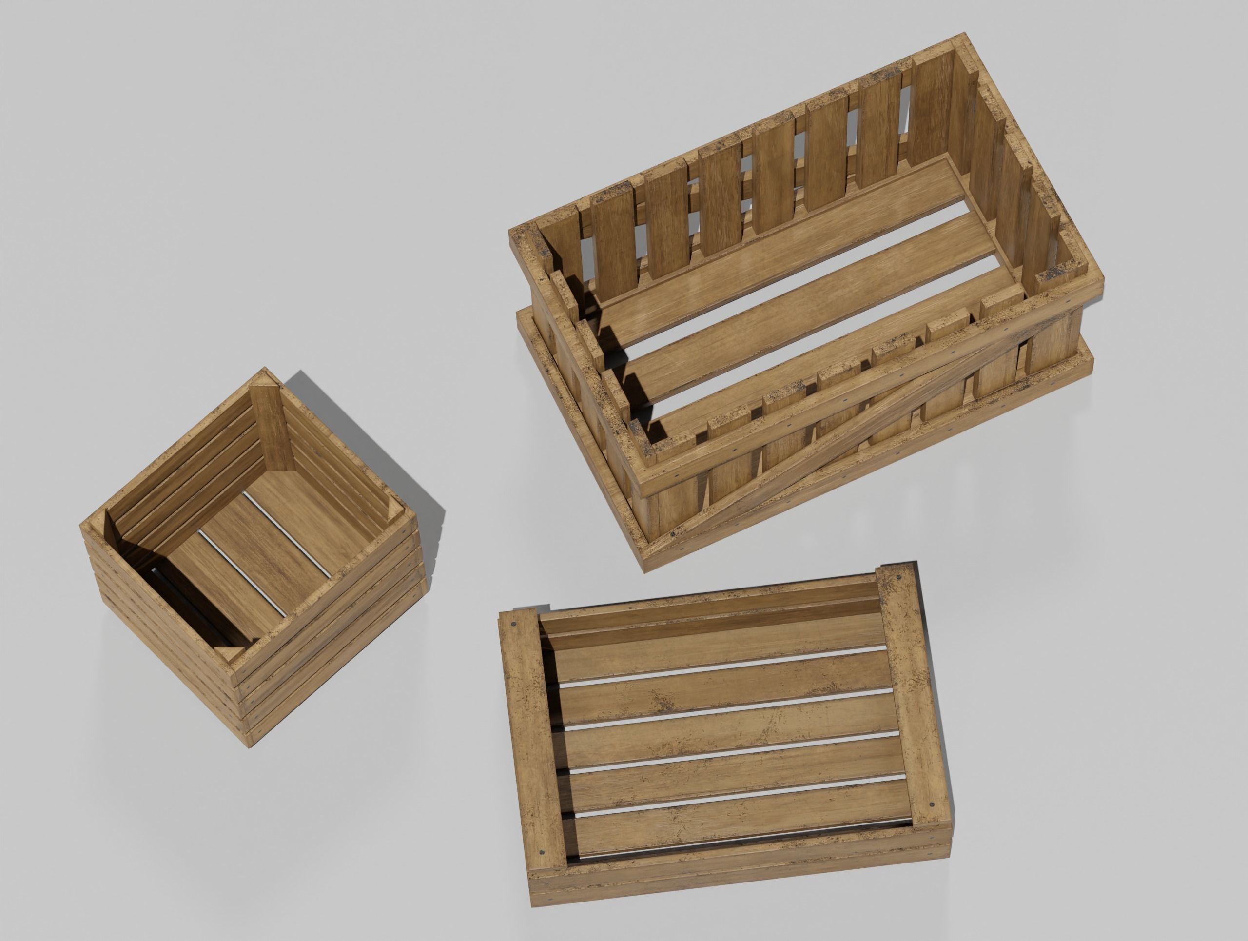 Wooden Crate Small Pack 2 PBR 10 Low-poly 3D model_7