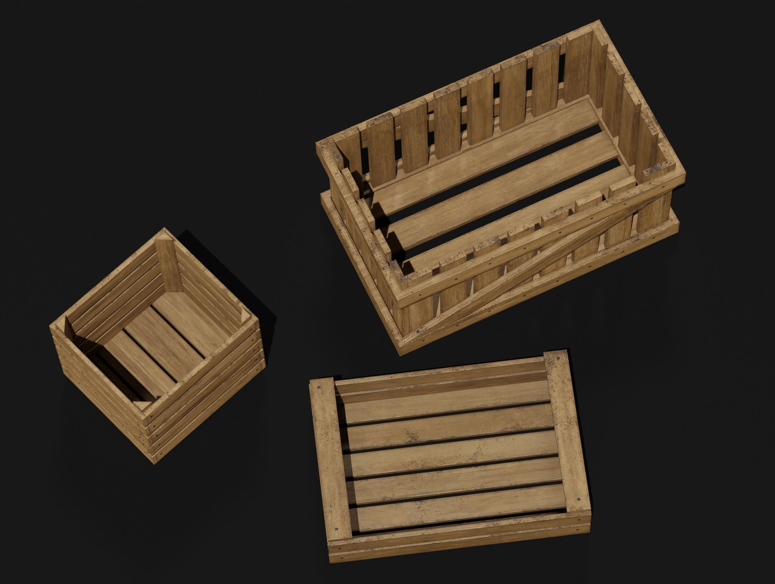 Wooden Crate Small Pack 2 PBR 10 Low-poly 3D model_8