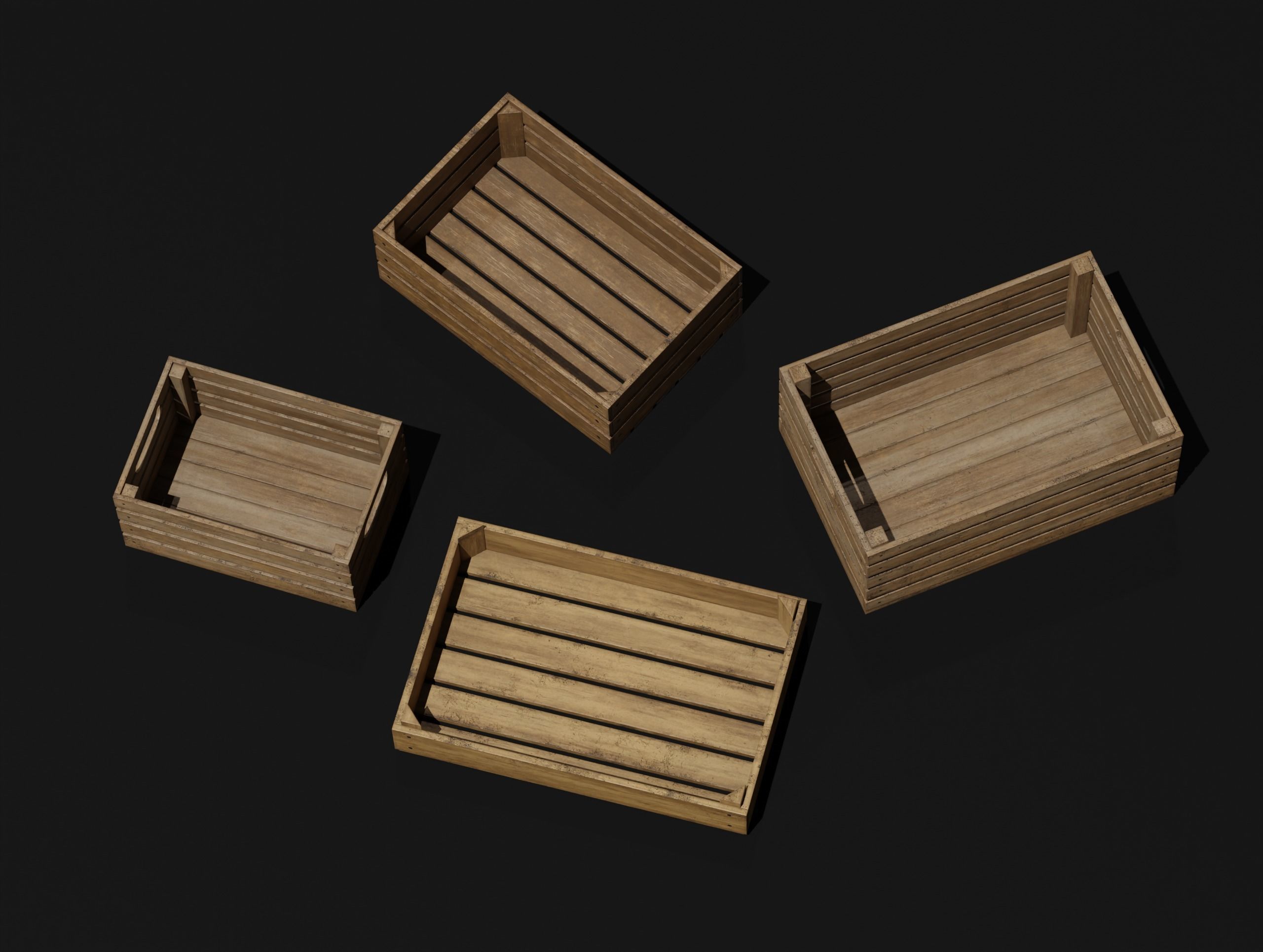 Wooden Crate Small Pack 2 PBR 10 Low-poly 3D model_14