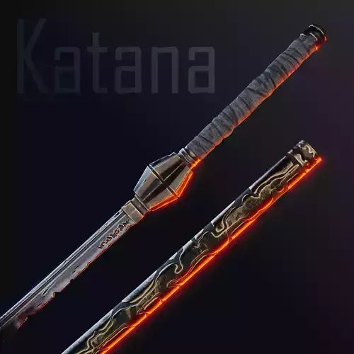 Katana Sword Kenpachi Zaraki Zanpakuto Low Poly Game Ready PBR