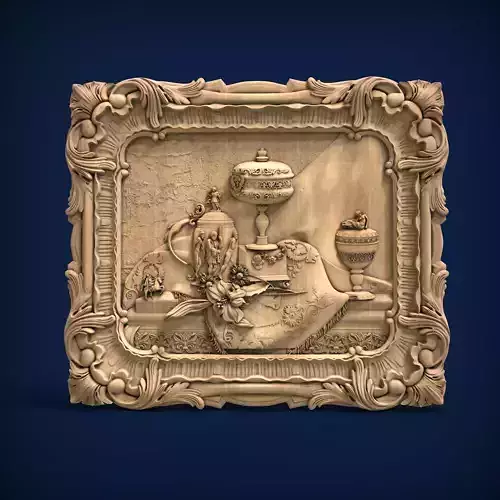 Carved panel painting STL