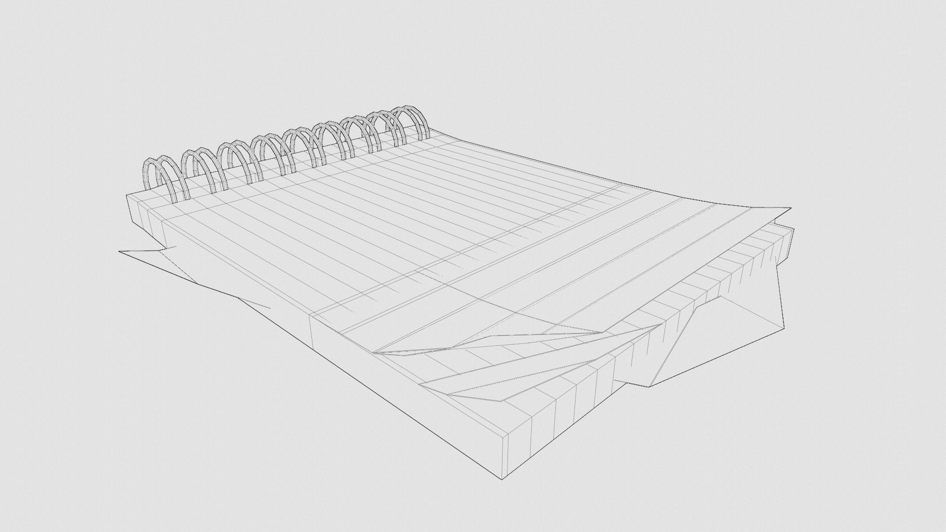 Simple Notepad with Ringbinders Low-poly 3D model_6