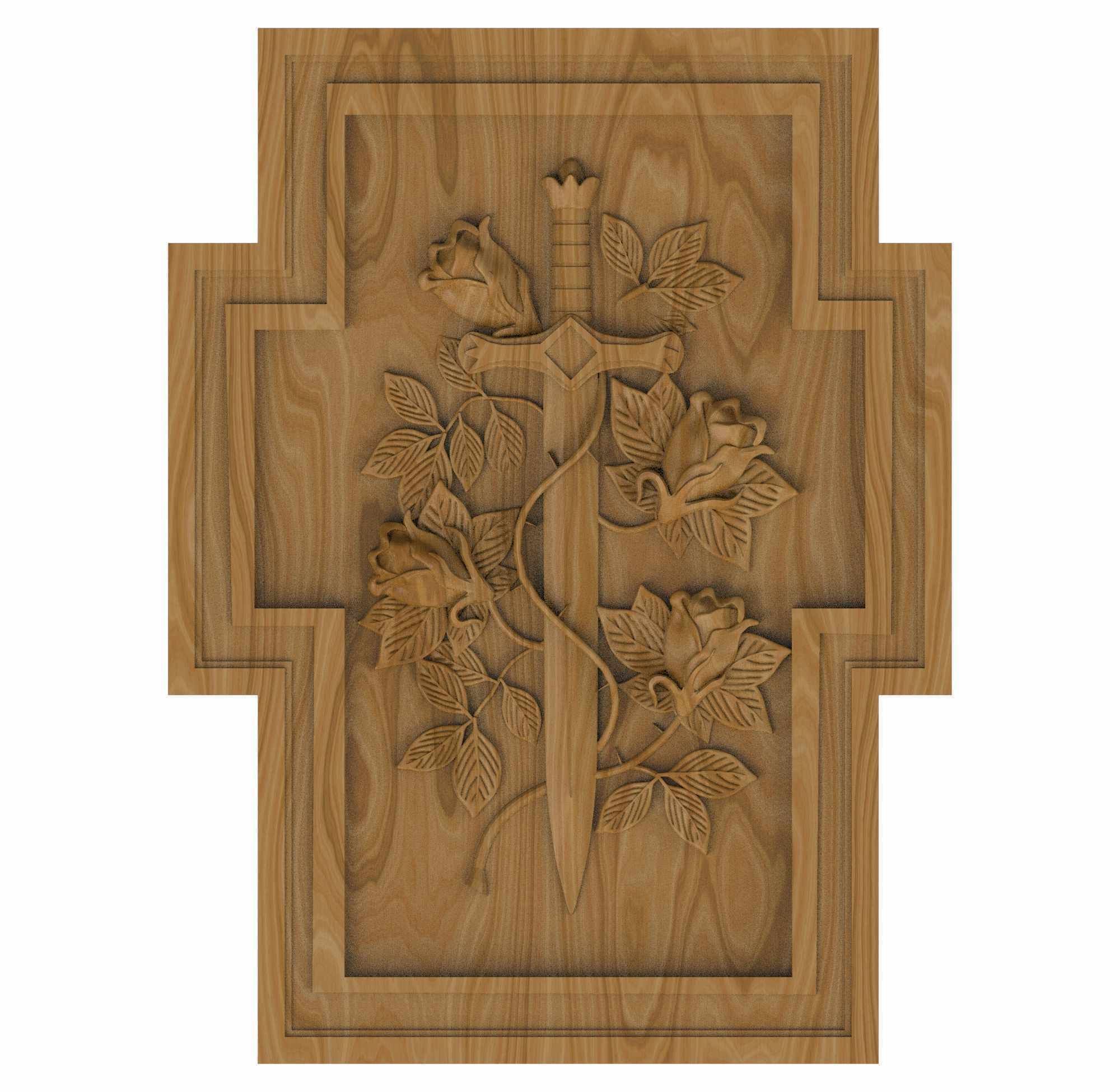 Carved panel painting STL 3D model_2