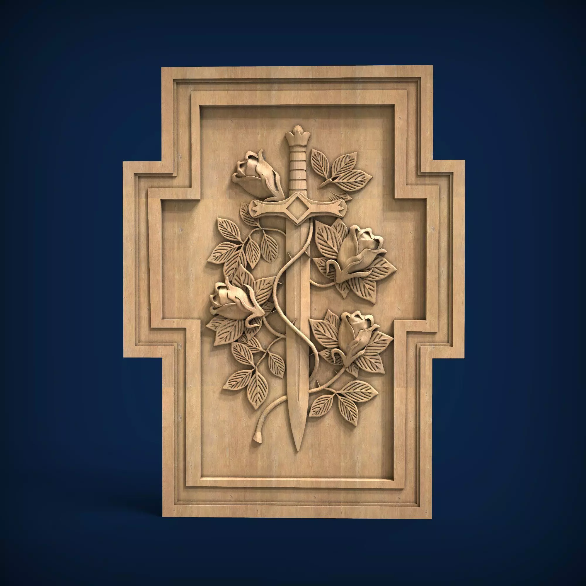 Carved panel painting STL 3D model_0