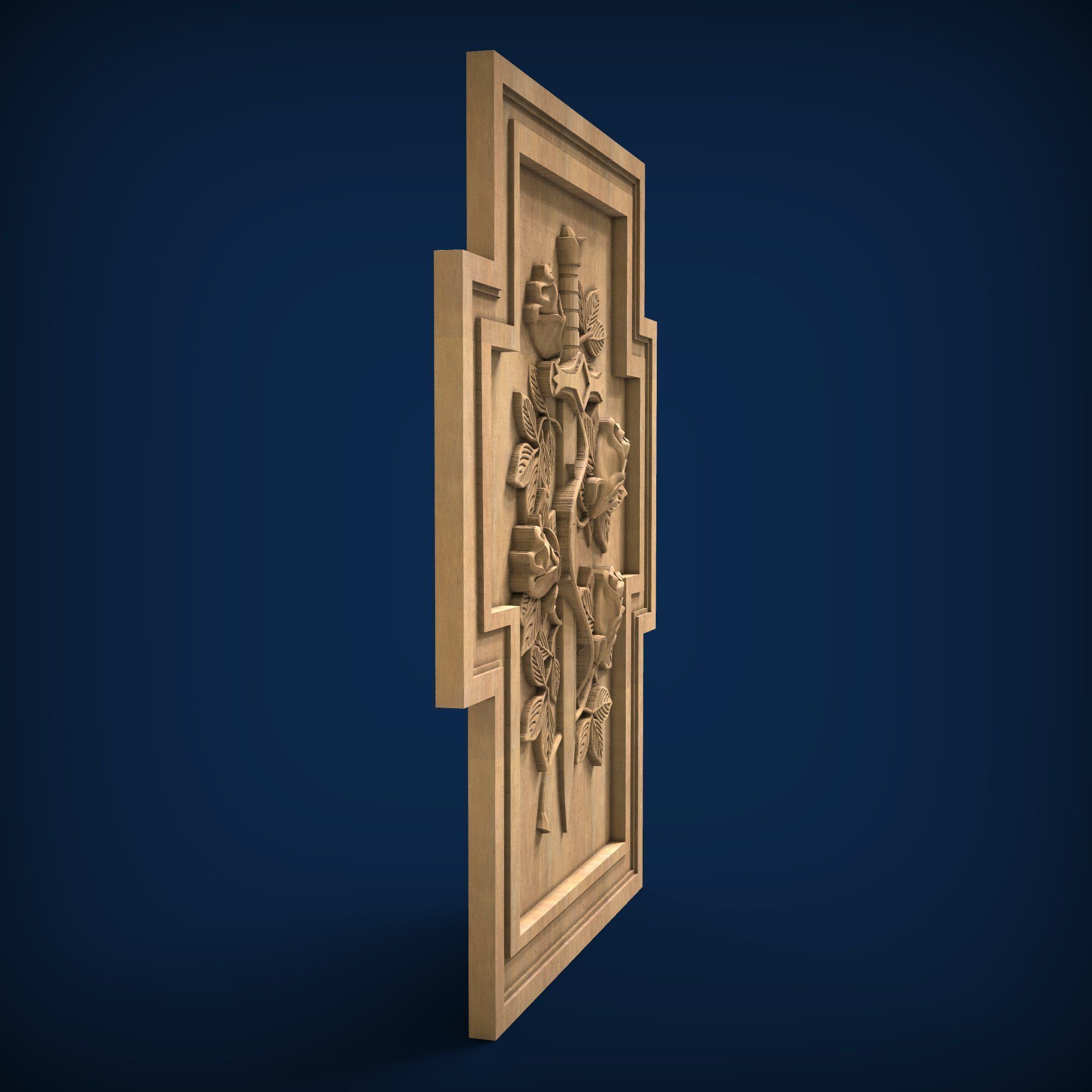 Carved panel painting STL 3D model_1