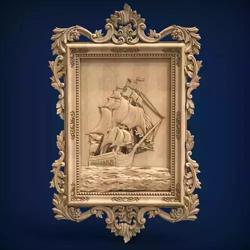 Carved panel painting STL